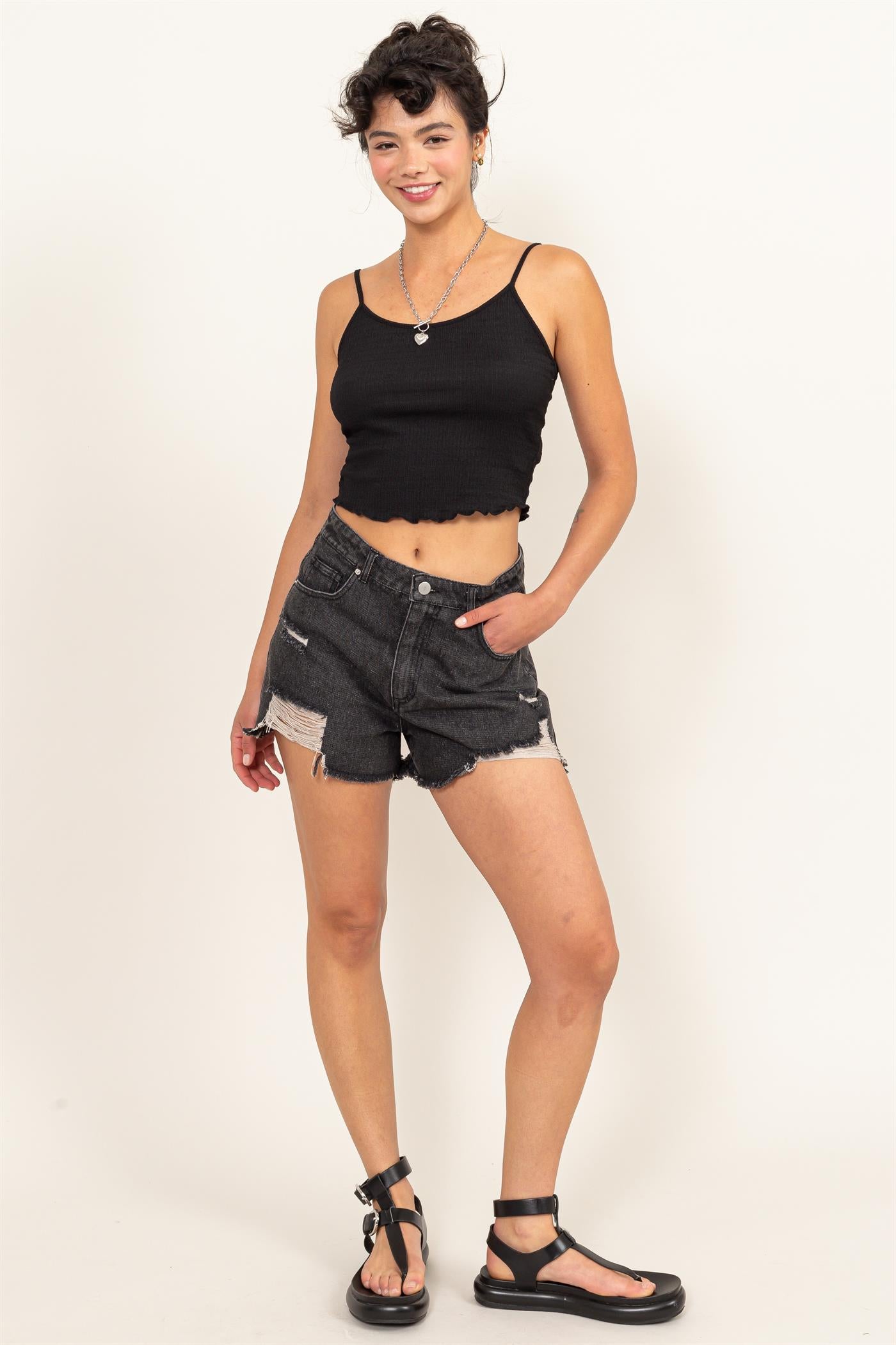 Wholesale Crop Cami Top Clothing Tops DZ24C836 BLACK DOUBLE ZERO