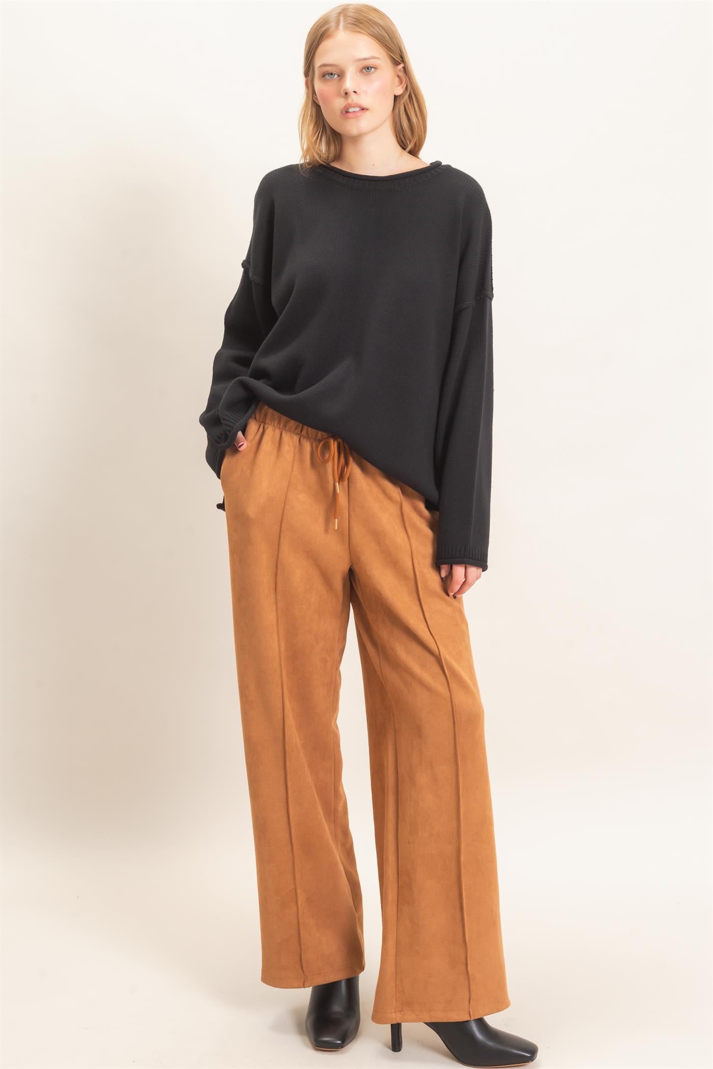 Wholesale Ribbed Crew Neck Sweater Sweaters HF26E769 BLACK HYFVE