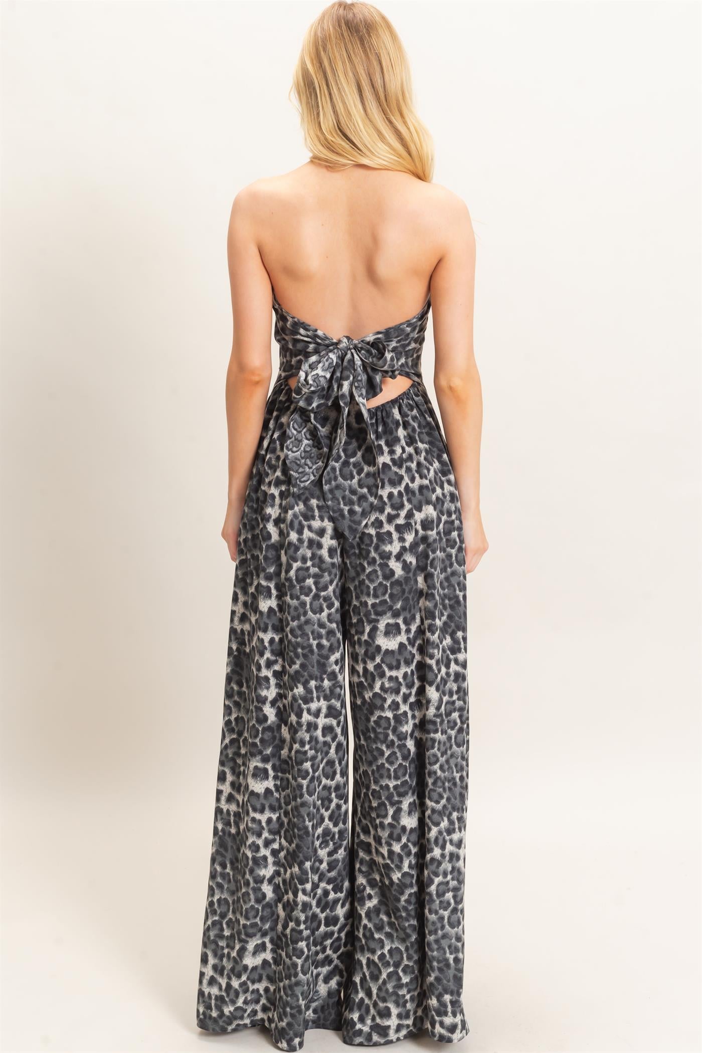 Wholesale Leopard Print Strapless Jumpsuit Clothing HF26F208 BLACK HYFVE