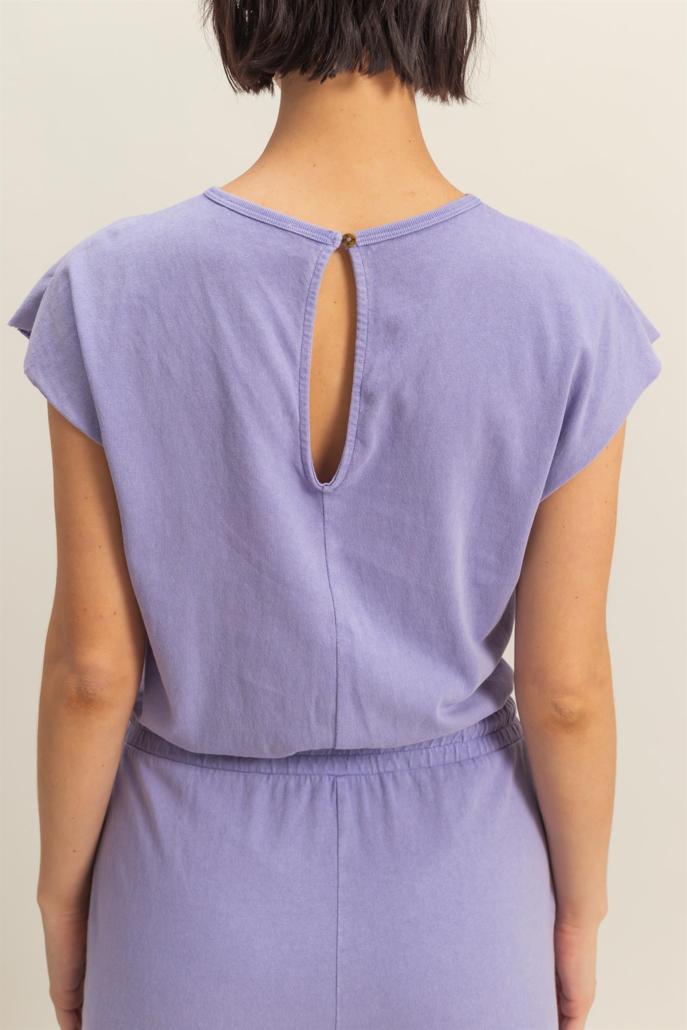 Wholesale Short Sleeve Casual Jumpsuit Clothing DZ24C619 WISTERIA DOUBLE ZERO