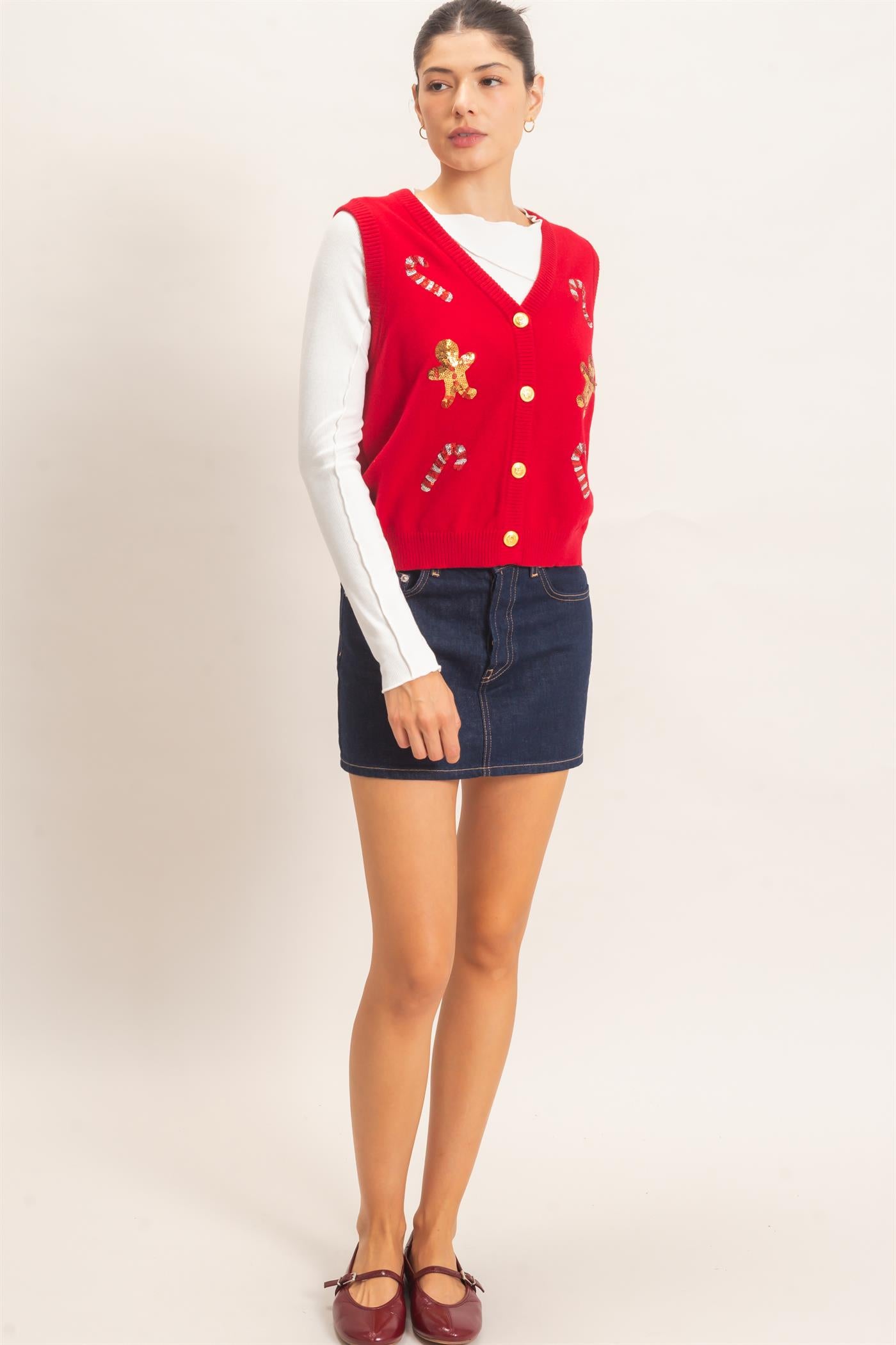 Wholesale Christmas Sweater Vest Sweaters HF26E917 RED HYFVE