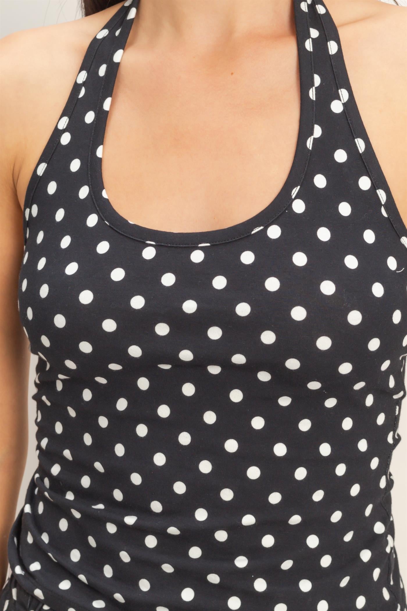Wholesale Polka Dot Halter Top Clothing Tops DZ26C384 BLACK DOUBLE ZERO