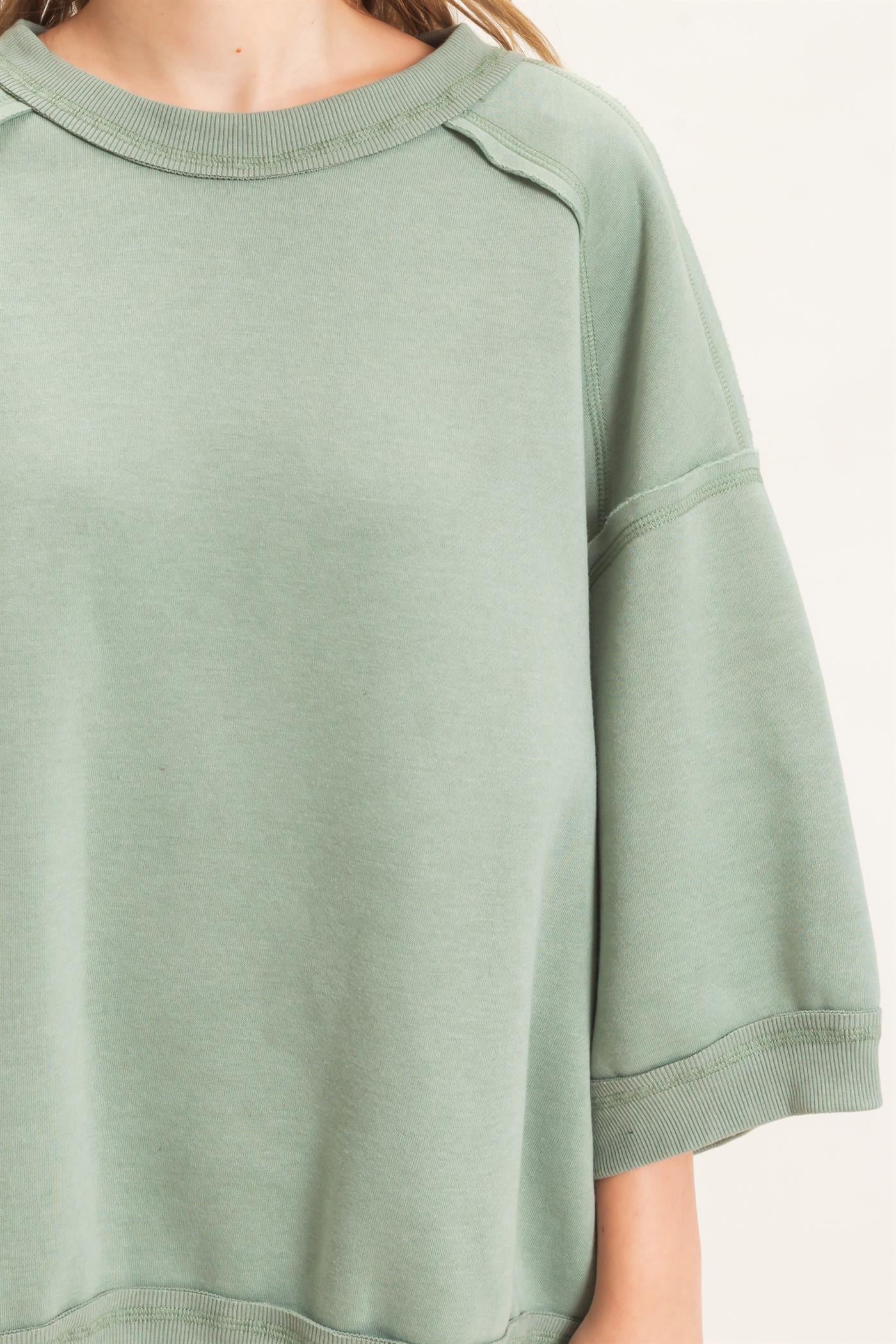 Wholesale Raglan Sleeve Oversized Sweatshirt Sweatshirts HF26E075 SAGE HYFVE