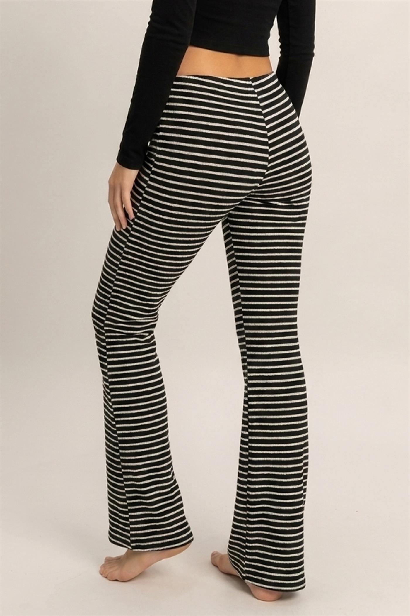Wholesale Striped Wide Leg Pants Pants HF27A424 BLACK HYFVE