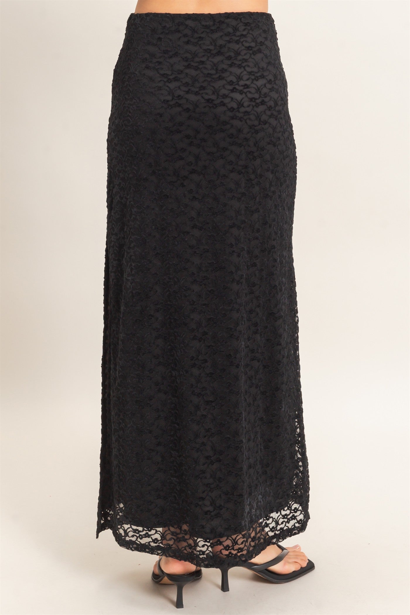 Wholesale Velvet Lace Maxi Skirt Skirts HF26E702 BLACK HYFVE