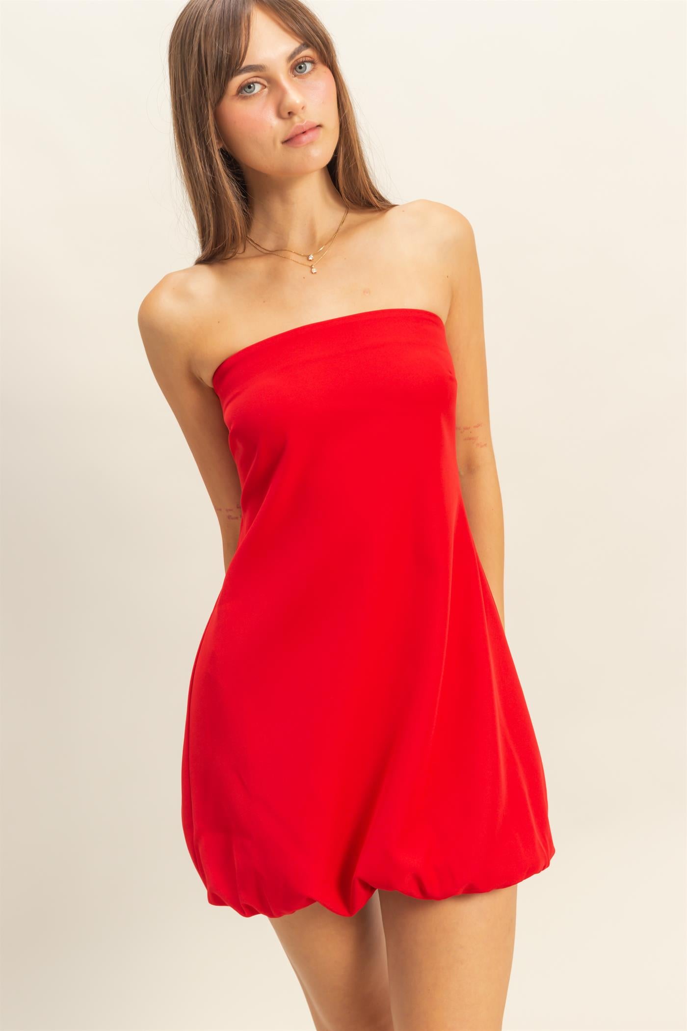 Wholesale Chic Blouson Mini Dress Dresses HF25E858 RED HYFVE