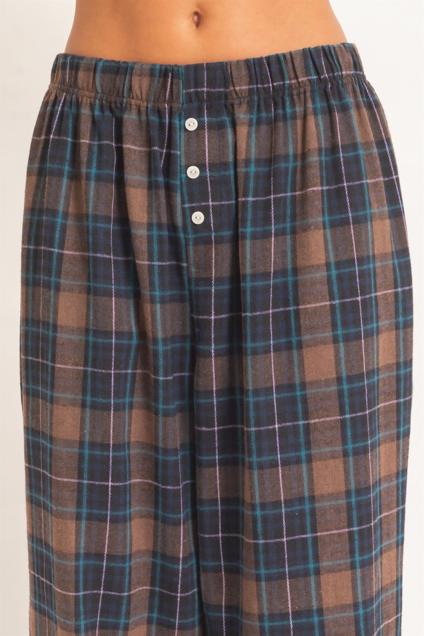 Wholesale Plaid Wide-Leg Pants Pants DZ26F271 BROWN DOUBLE ZERO