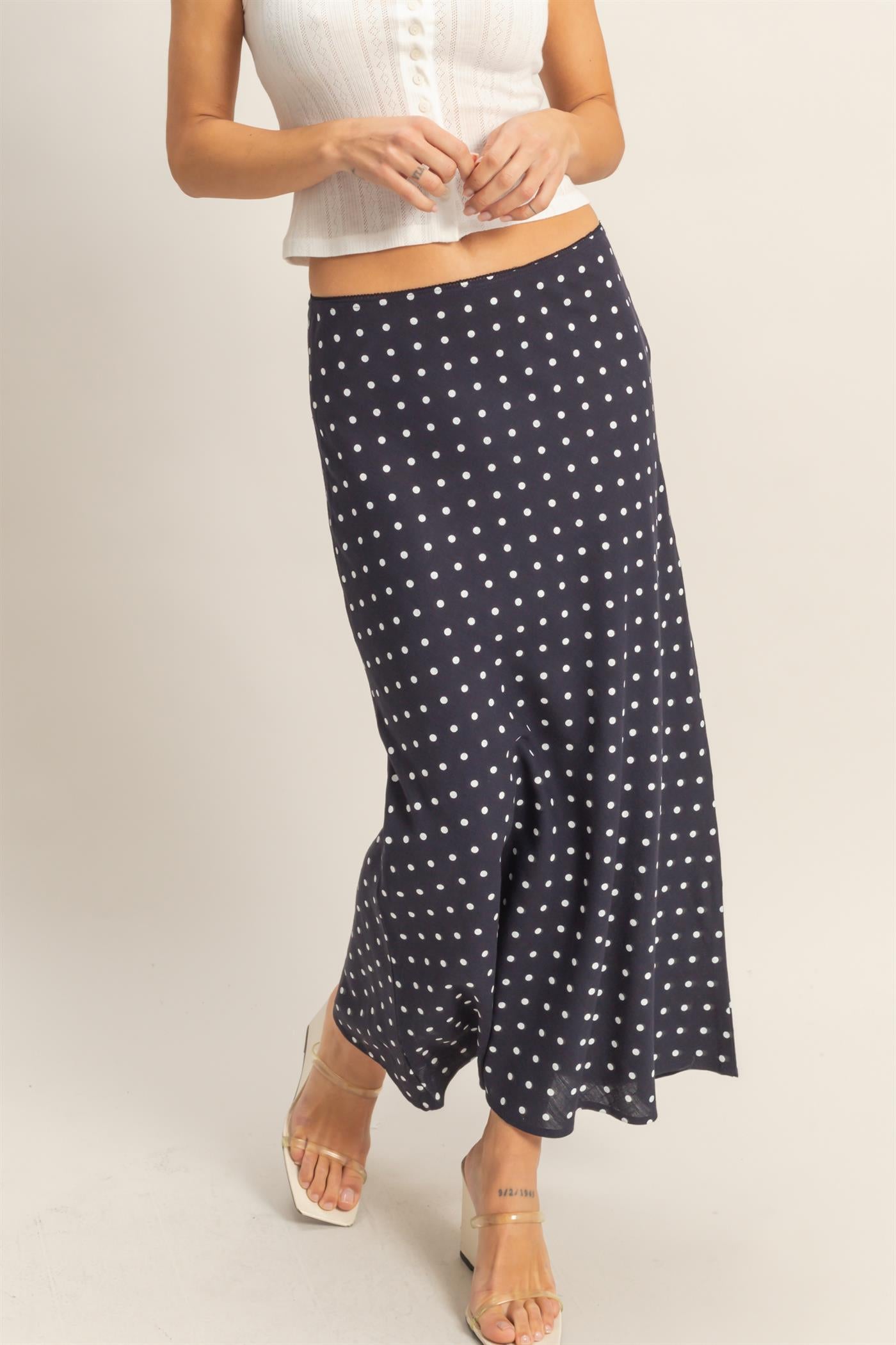 Wholesale Polka Dot A-Line Skirt Skirts HF26E416-D NAVY HYFVE