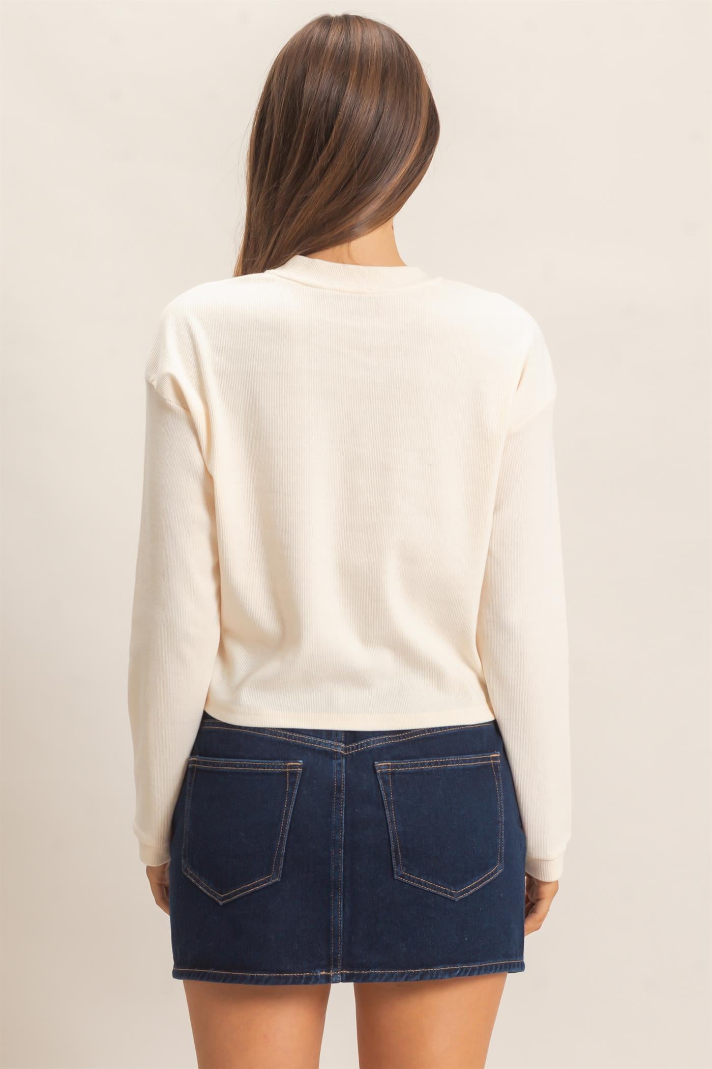 Wholesale Buttoned Henley Top Clothing Tops HF26F081 CREAM HYFVE