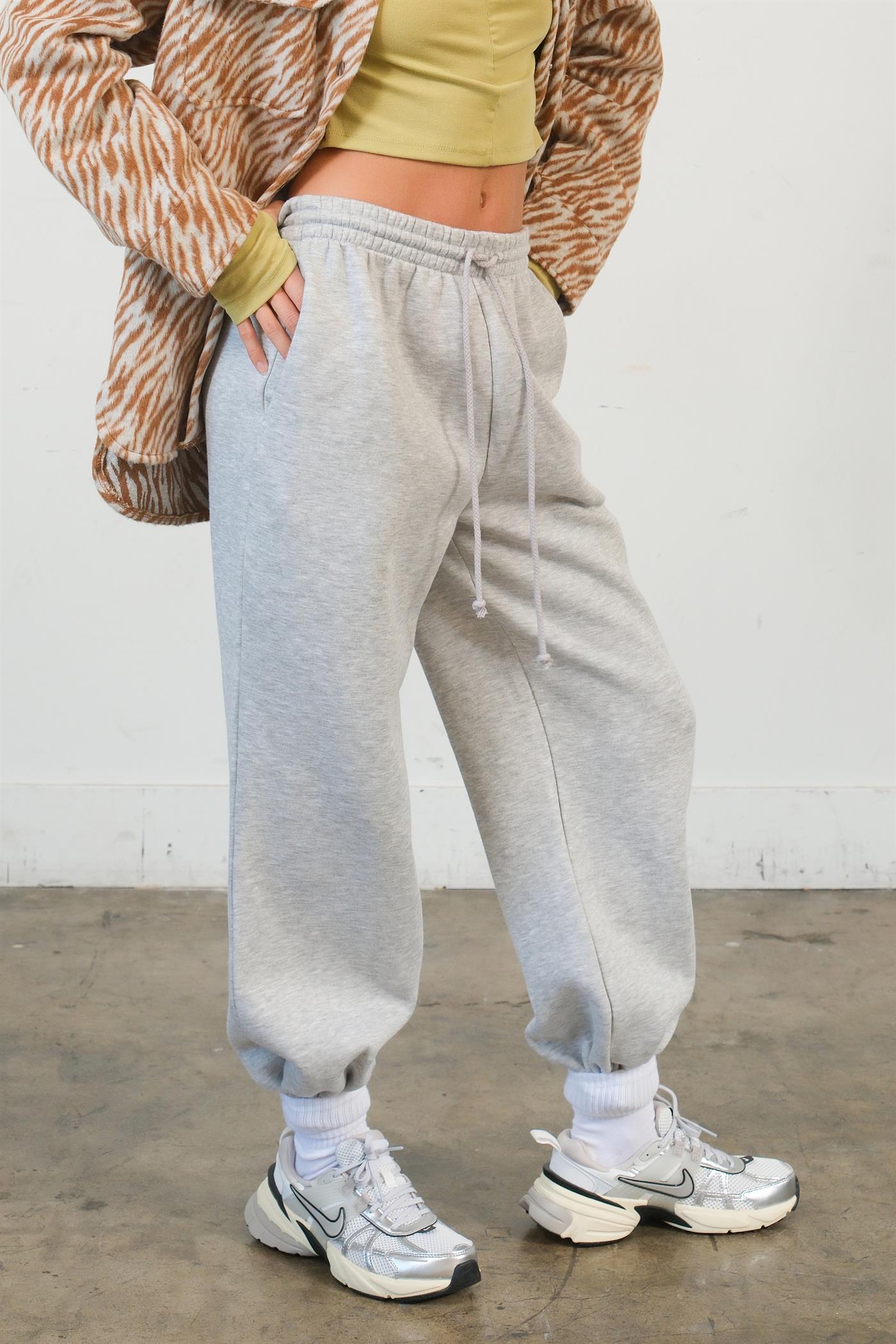 Wholesale Washed French Terry Jogger Pants Pants HF24E984 H.GREY HYFVE
