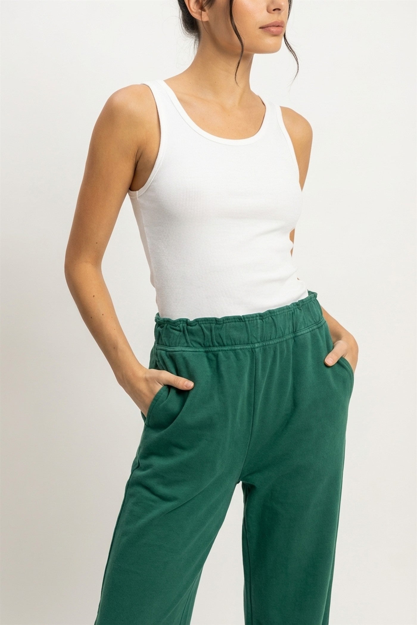 Wholesale High Waist Flare Pants Pants DZ24C346-D PINE GREEN DOUBLE ZERO
