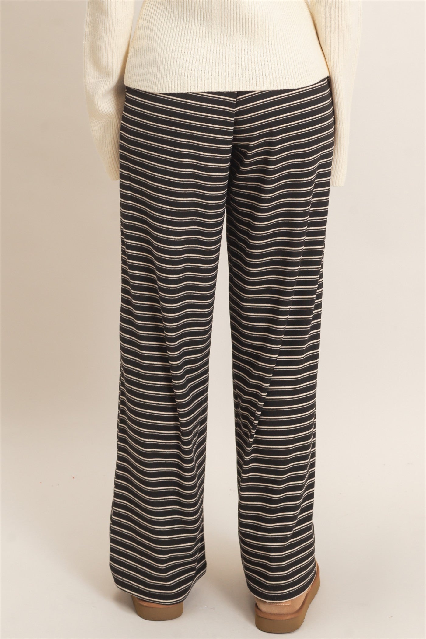 Wholesale Striped Elastic Waist Pants Pants HF26C677 BLACK HYFVE