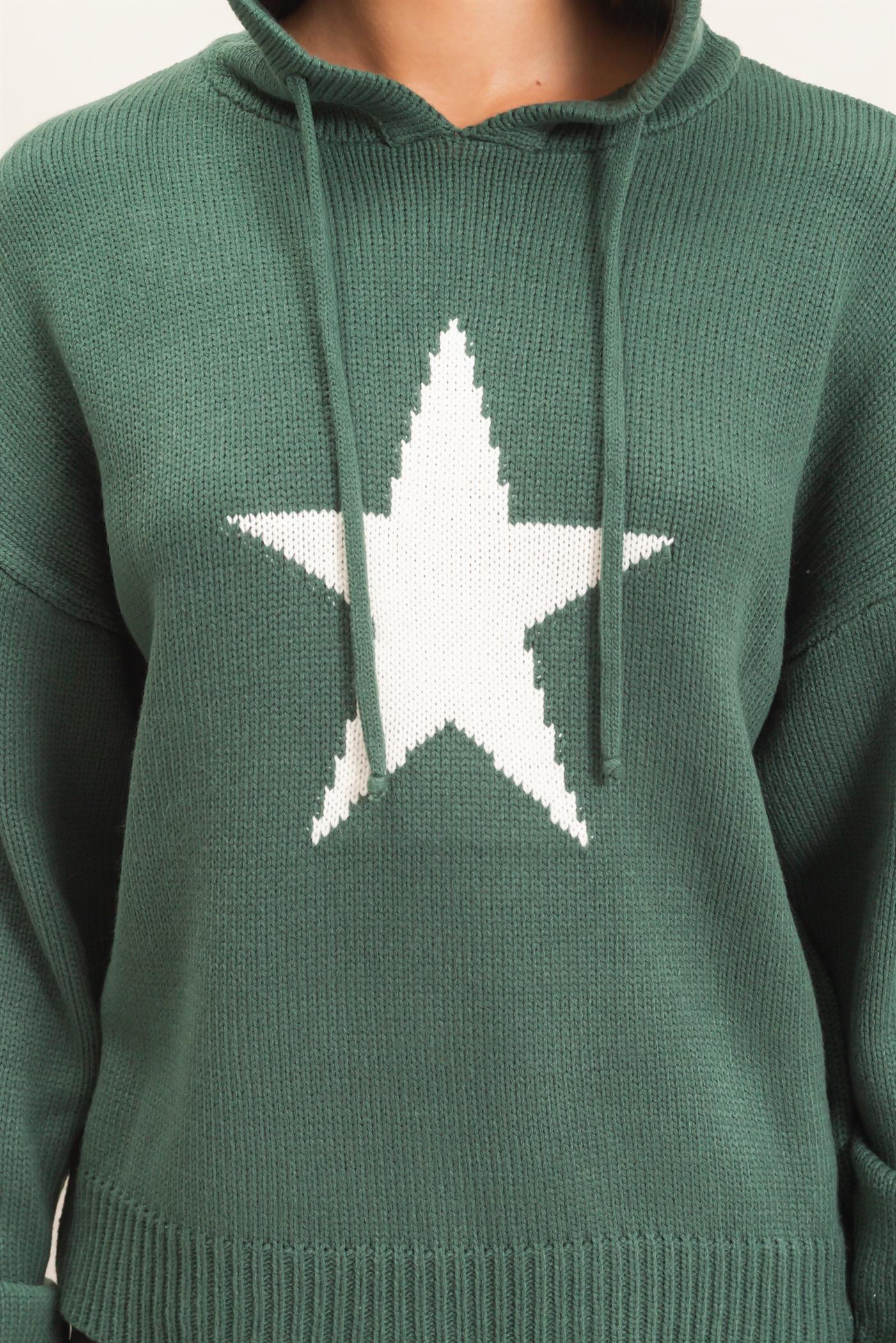 Wholesale Star Hooded Sweater Hoodies DZ26E811 DARK GREEN DOUBLE ZERO