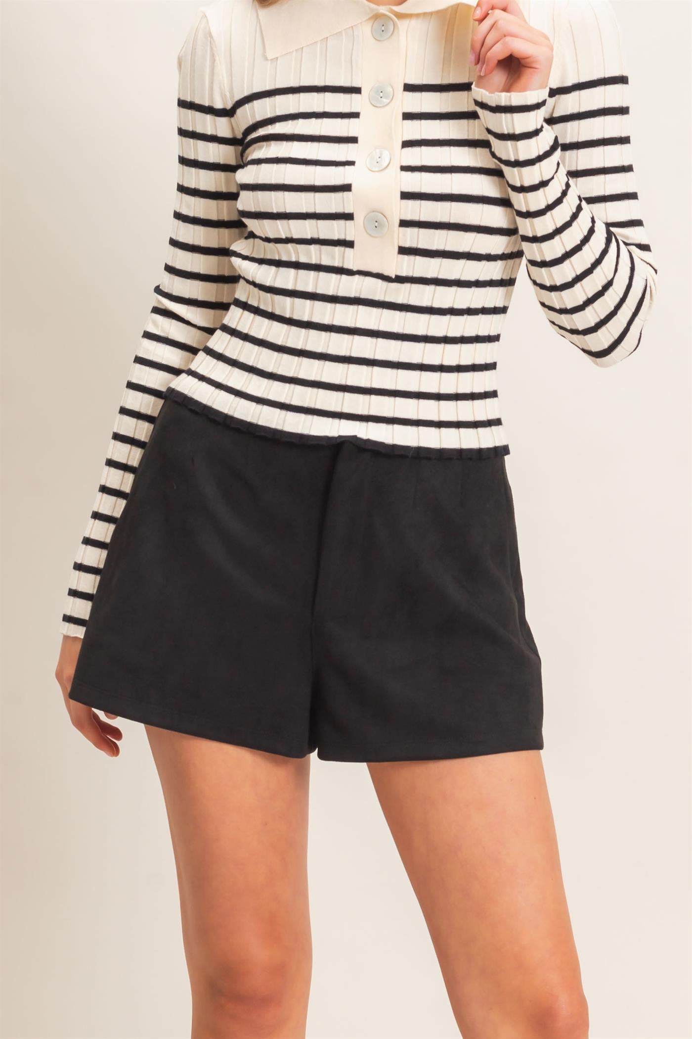 Wholesale High Waist Suede Shorts Shorts HF26E908 BLACK HYFVE