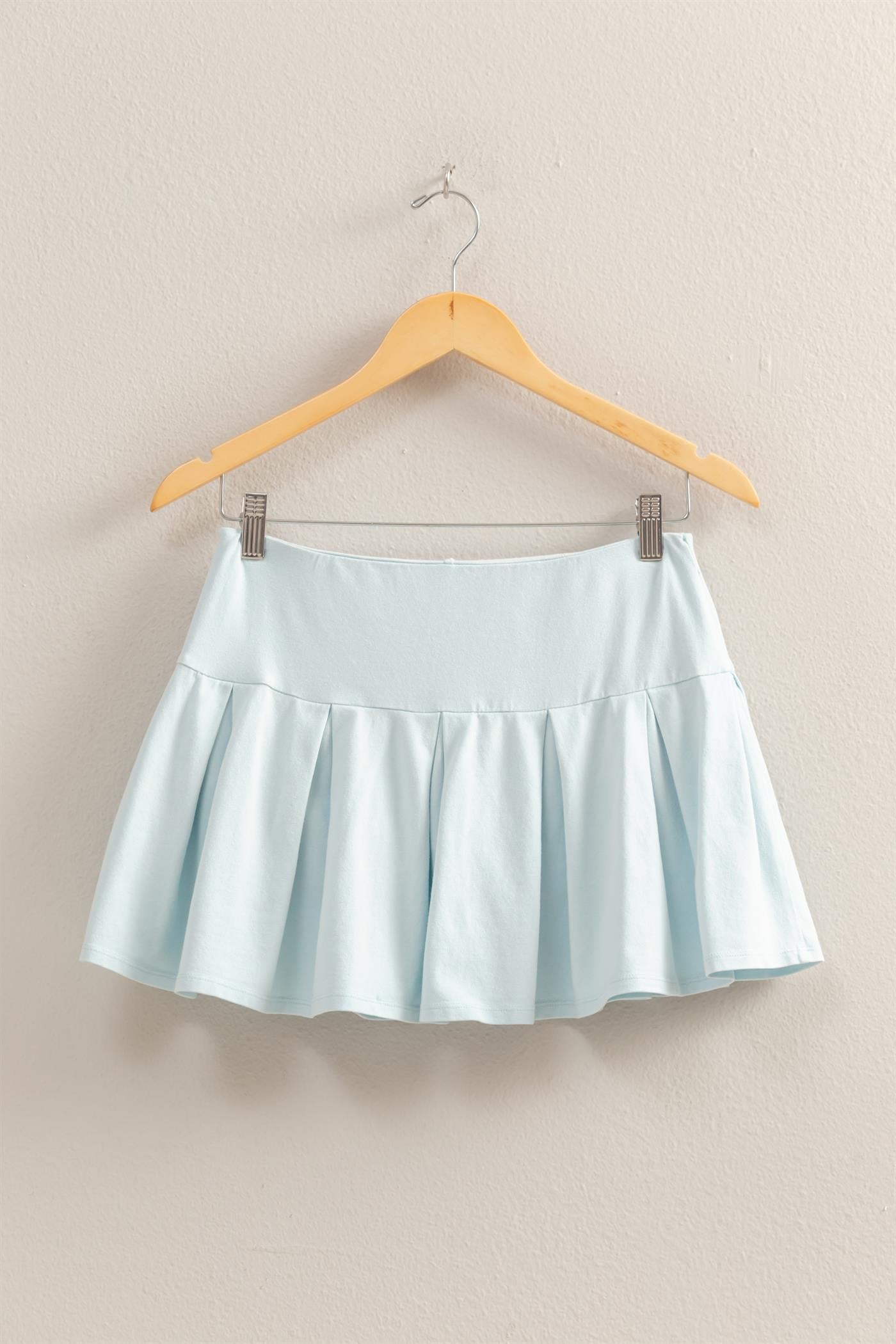 Wholesale Mid Rise Pleated Mini Skort Skorts DZ25A930 ICE BLUE DOUBLE ZERO