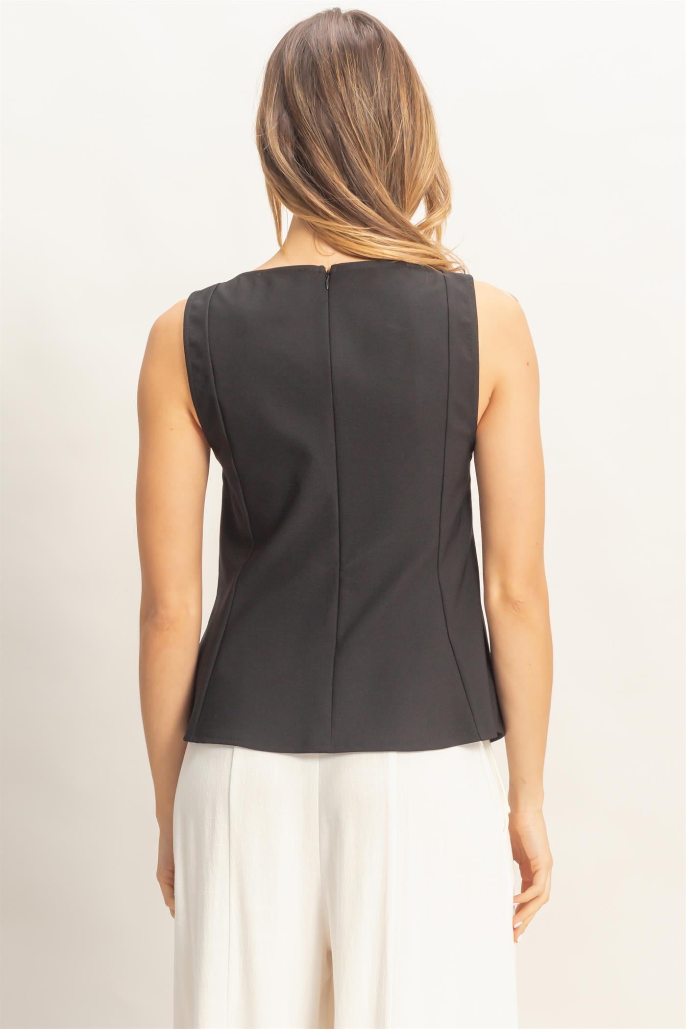 Wholesale Square Neck Flared Tank Top Clothing Tops HF26A216 BLACK HYFVE