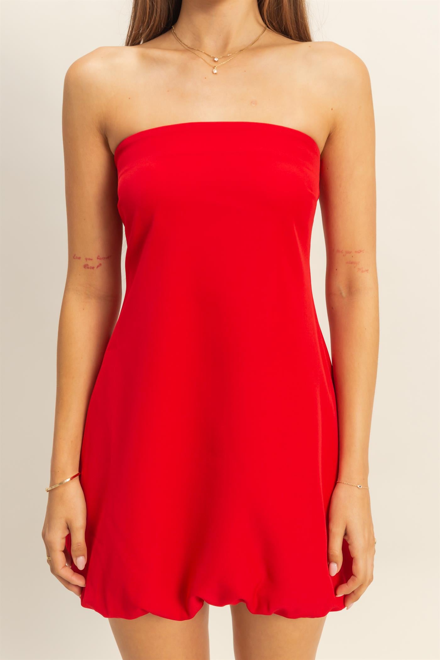 Wholesale Chic Blouson Mini Dress Dresses HF25E858 RED HYFVE