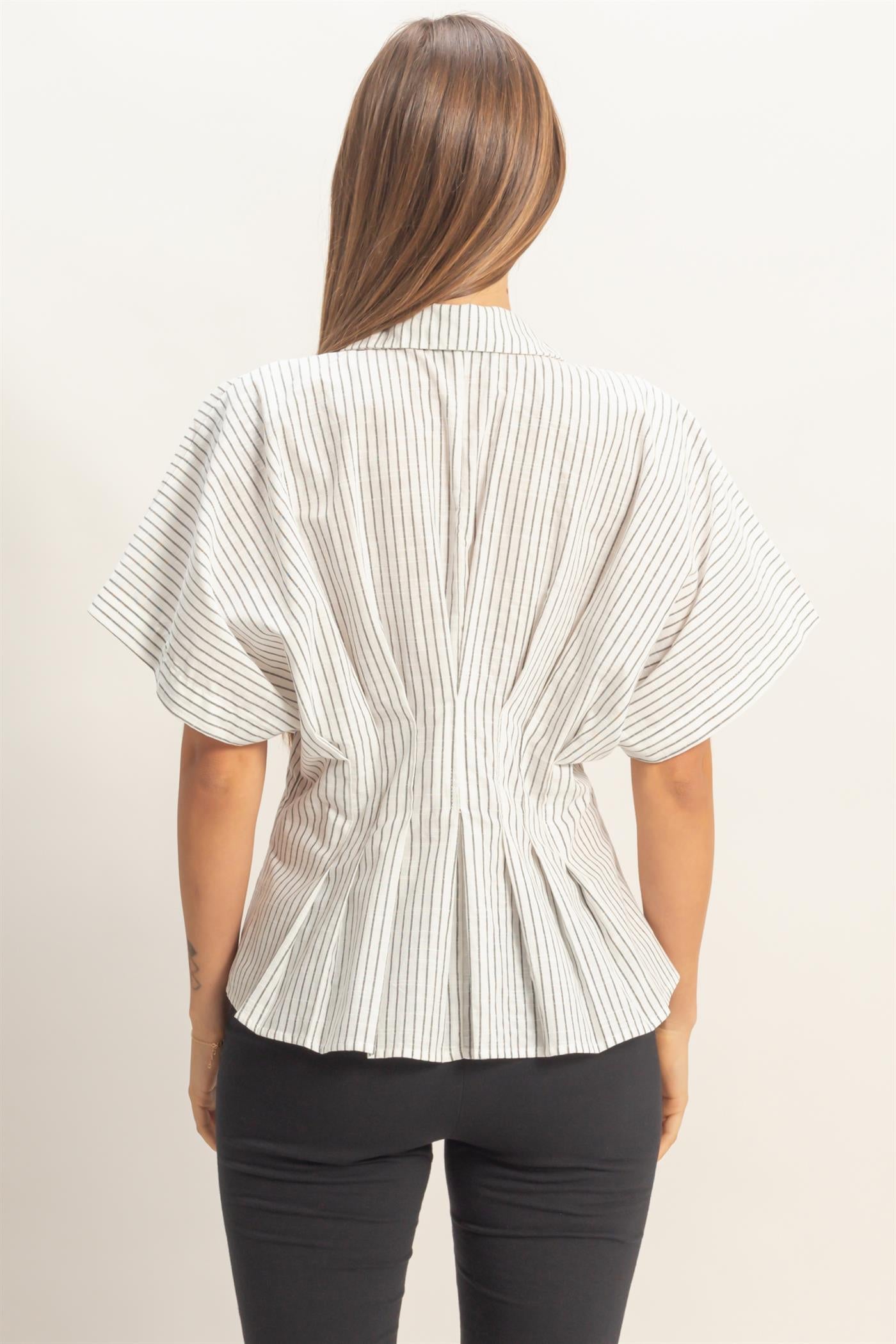 Wholesale Pleated Button-Up Shirt Shirts HF26A092 OFF WHITE DOUBLE ZERO