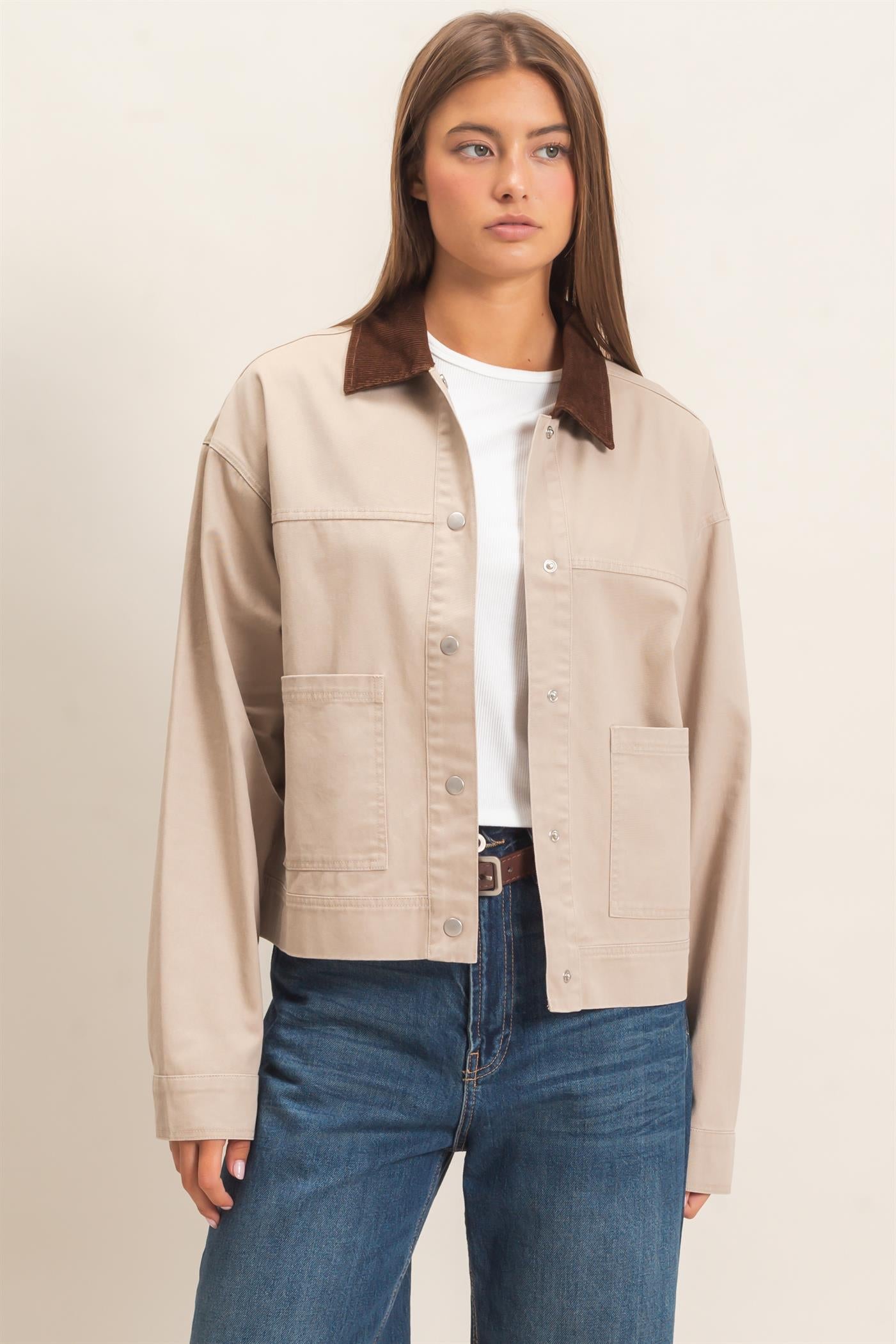 Wholesale Twill Barn Jacket Coats & Jackets DZ26E394 BEIGE DOUBLE ZERO