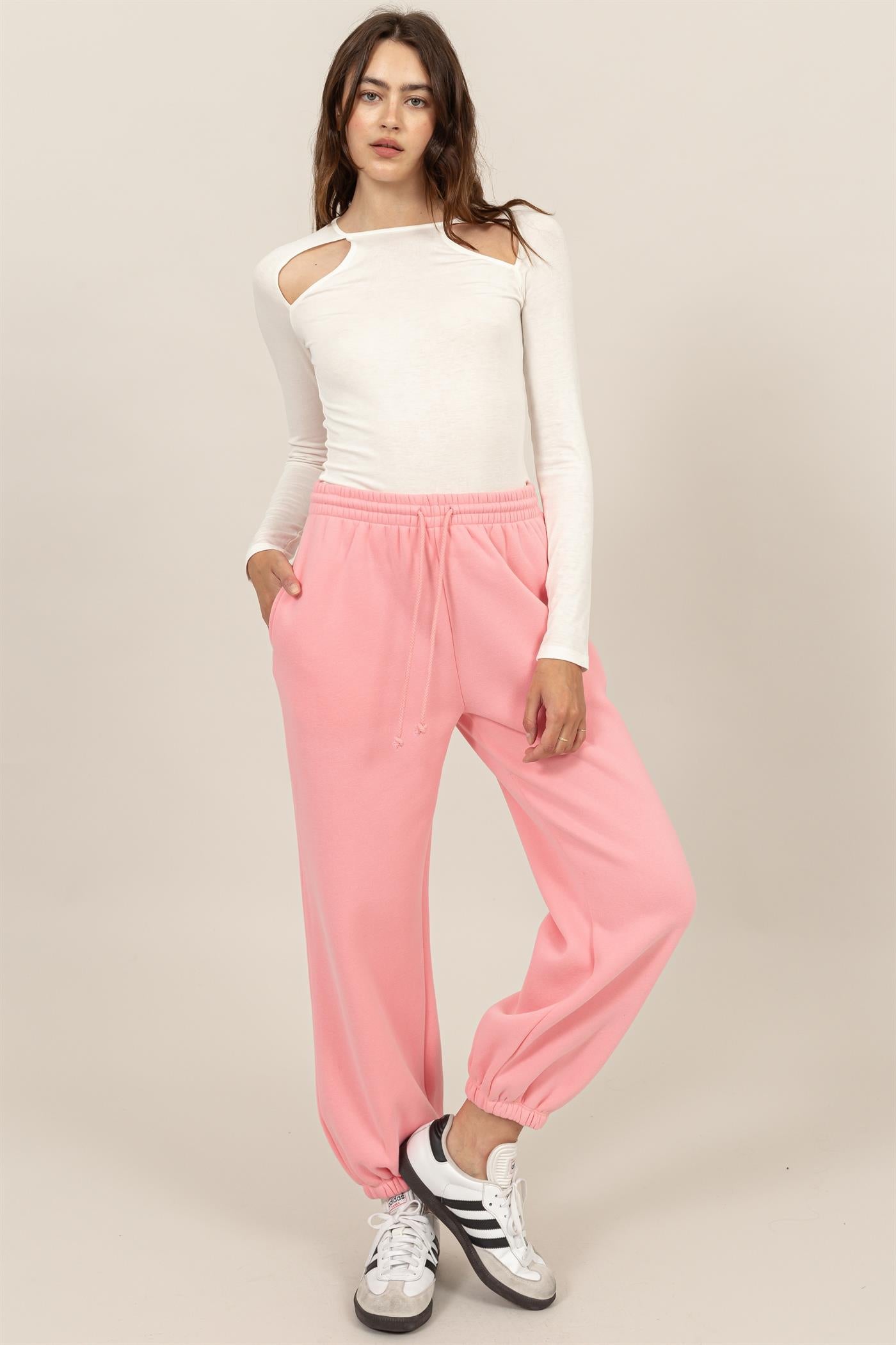 Wholesale Washed French Terry Jogger Pants Pants HF24E984 PINK HYFVE