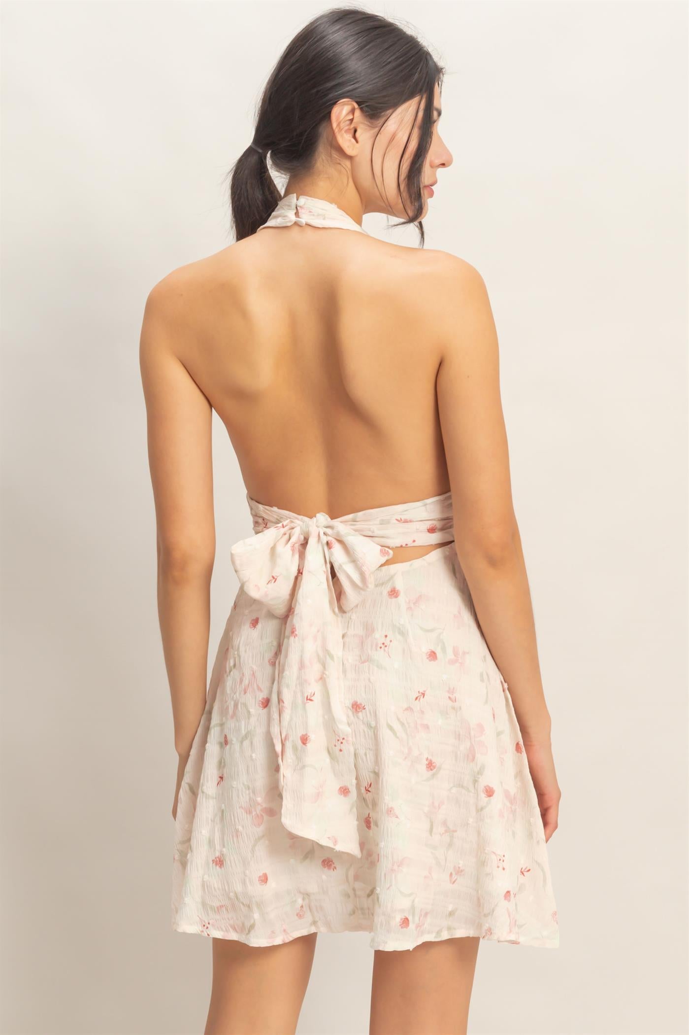 Wholesale Floral Halter Dress Dresses HF26A349 ROSE HYFVE