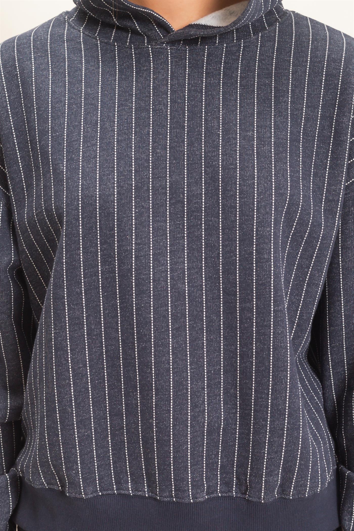 Wholesale Pinstripe French Terry Hoodie Hoodies DZ26E625 NAVY DOUBLE ZERO