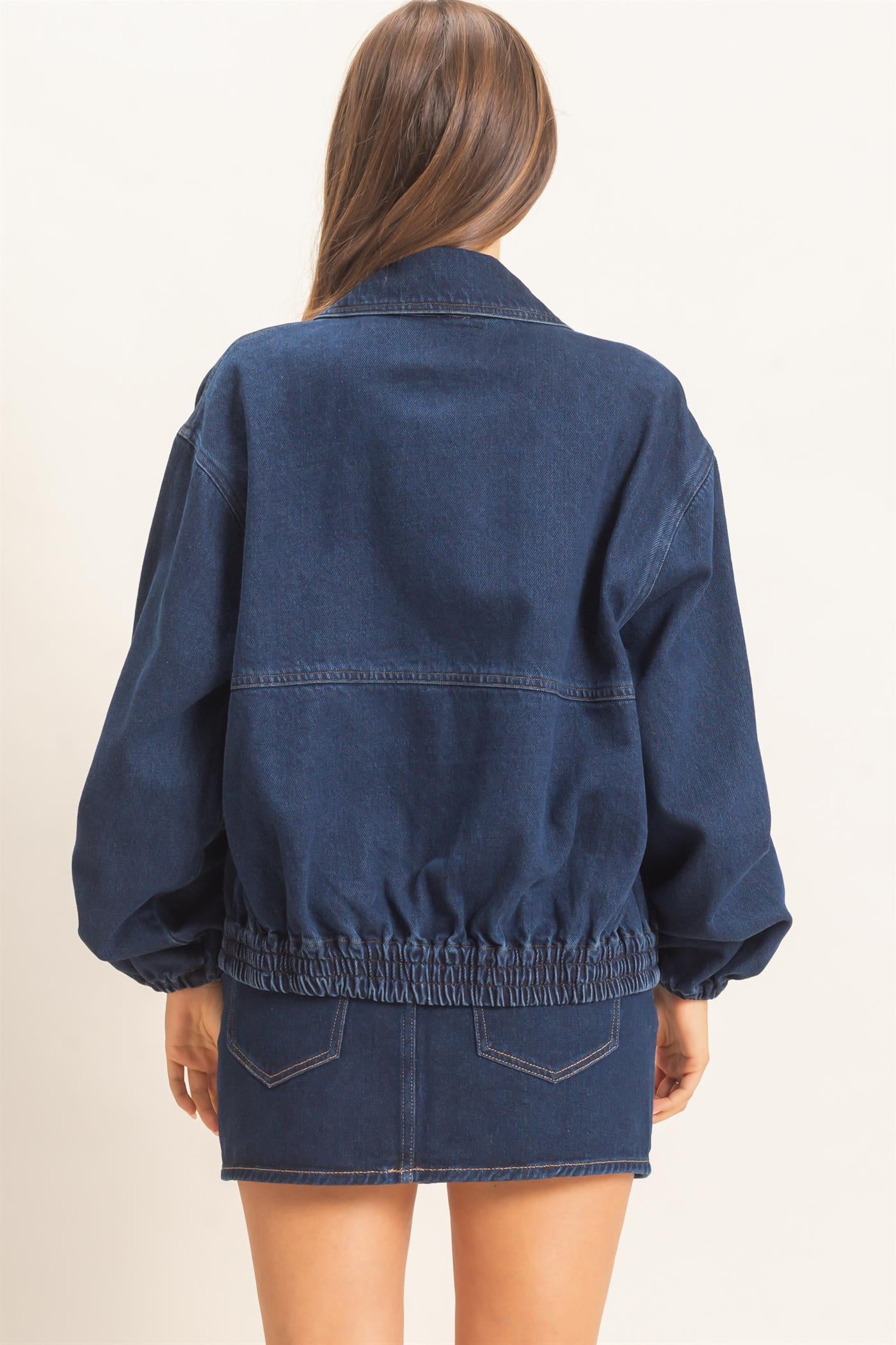 Wholesale Enzyme Wash Denim Jacket Coats & Jackets HF26C924 DARK DENIM HYFVE