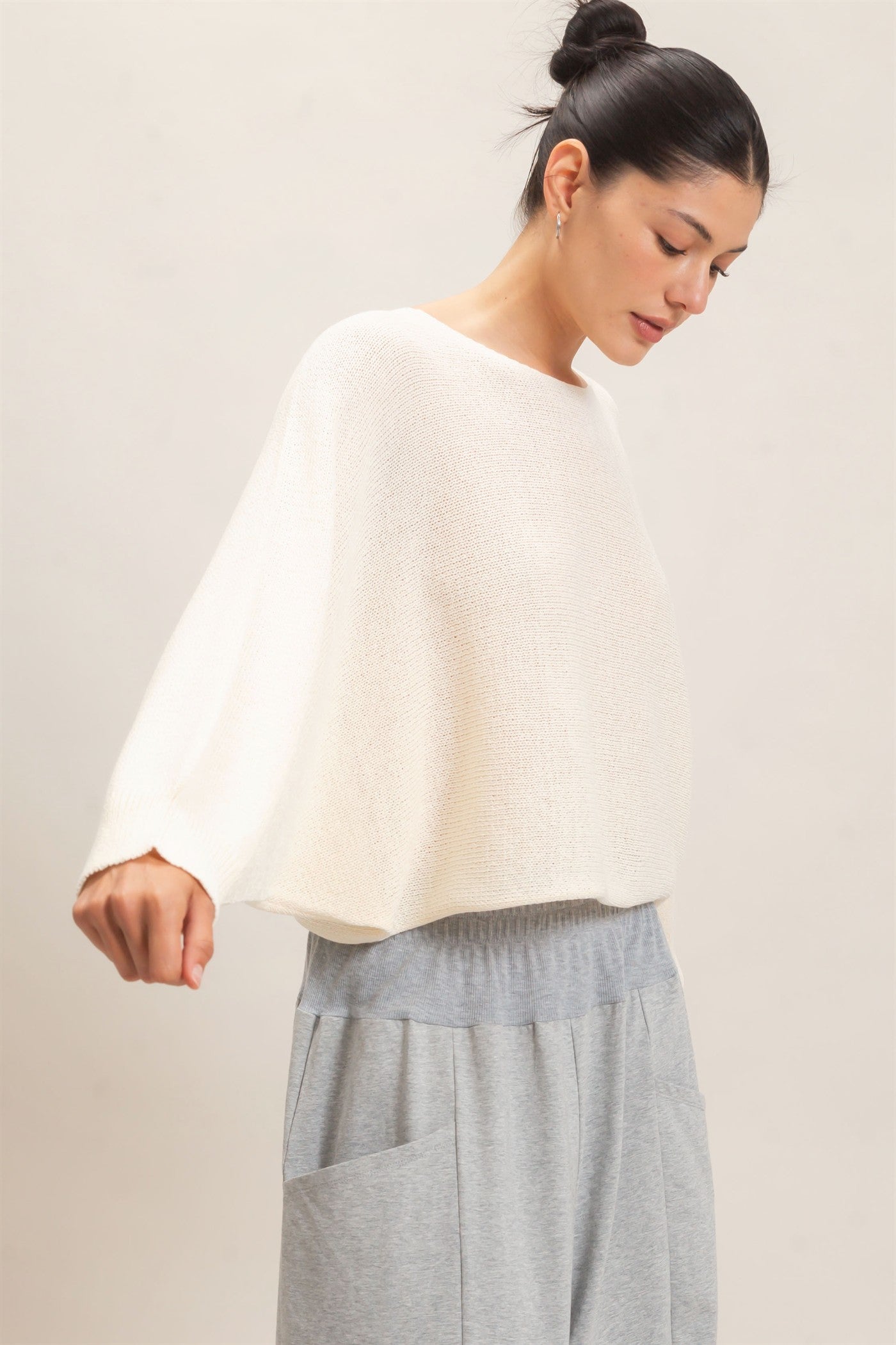 Wholesale Loose Knit Boat Neck Sweater Sweaters HF26E896 IVORY CREAM HYFVE