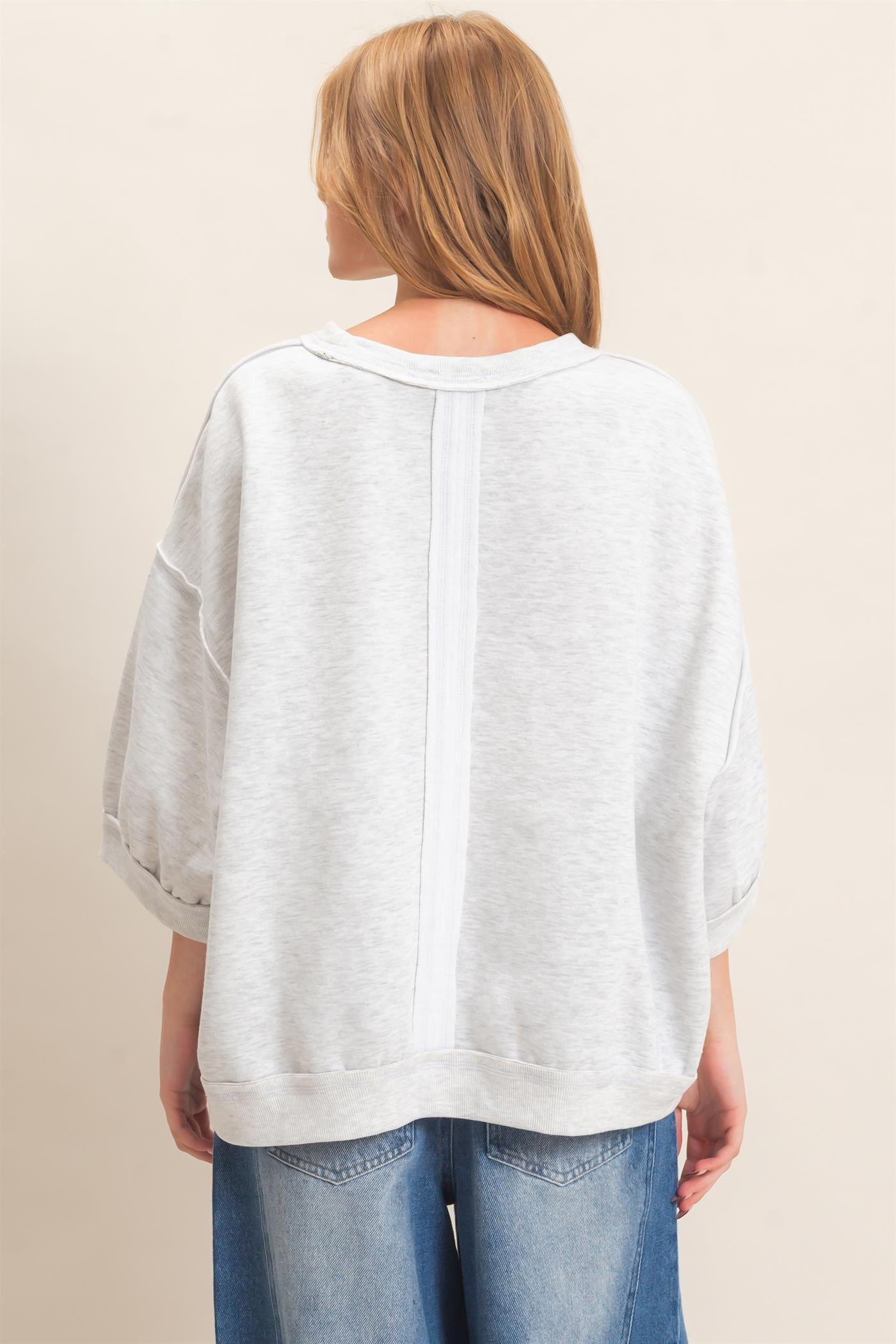 Wholesale Raglan Sleeve Oversized Sweatshirt Sweatshirts HF26E075 LIGHT GRAY HYFVE
