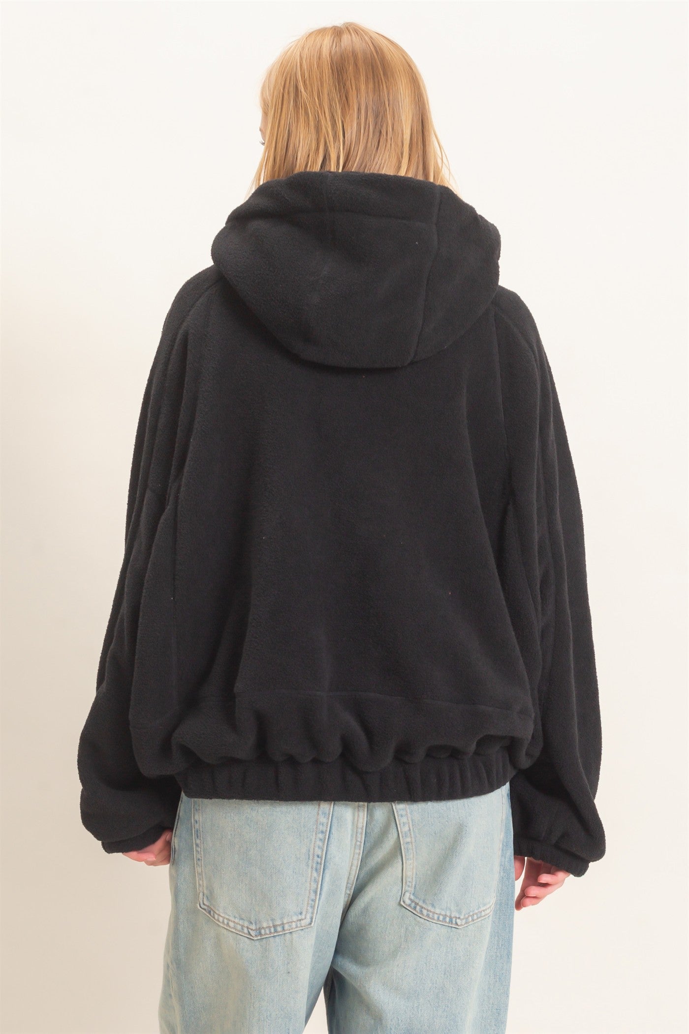 Wholesale Half-Zip Fleece Hoodie Hoodies HF26E561 BLACK HYFVE