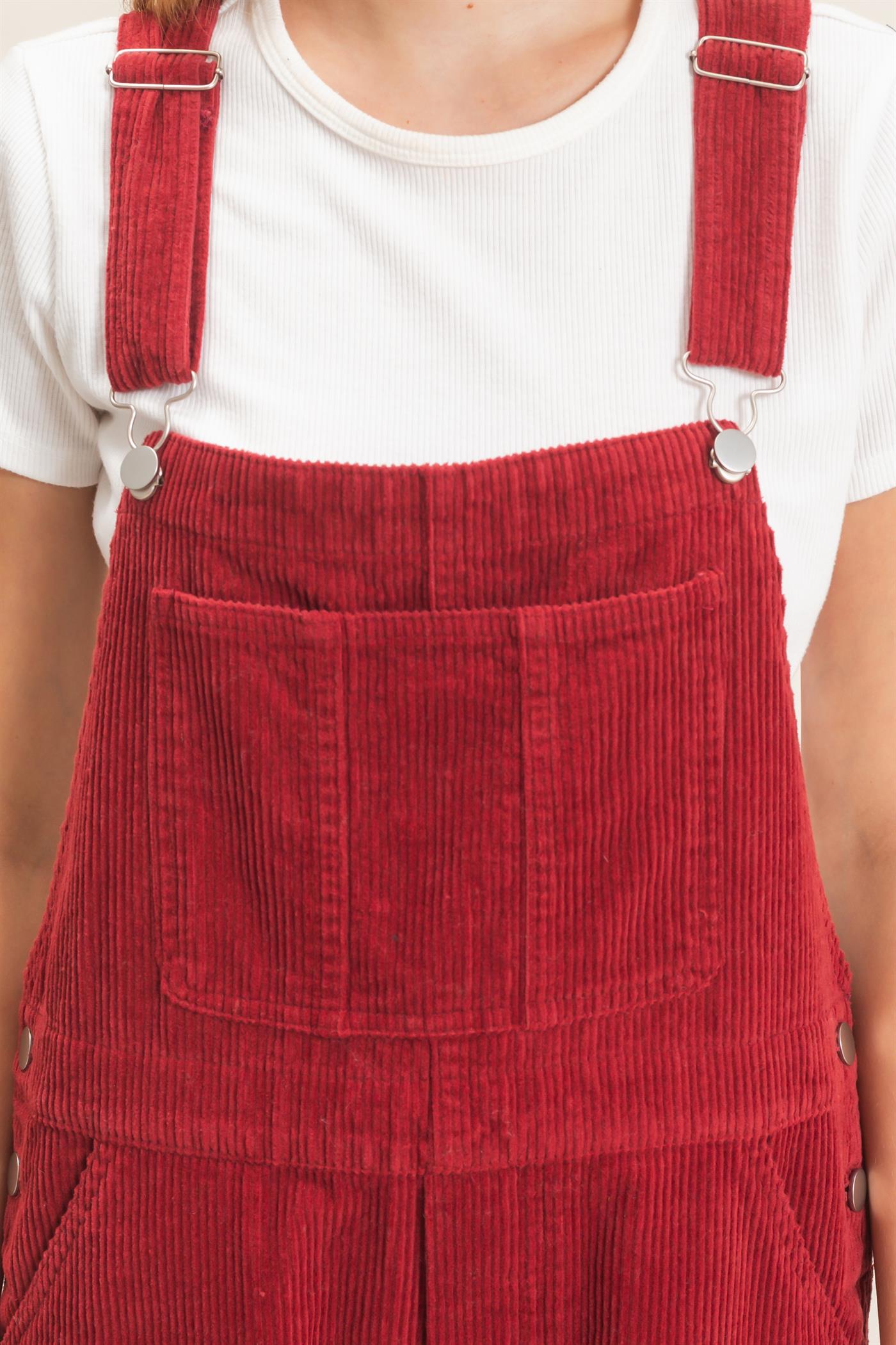 Wholesale Mineral Wash Corduroy Overalls Clothing HF26F210-D BURGUNDY HYFVE