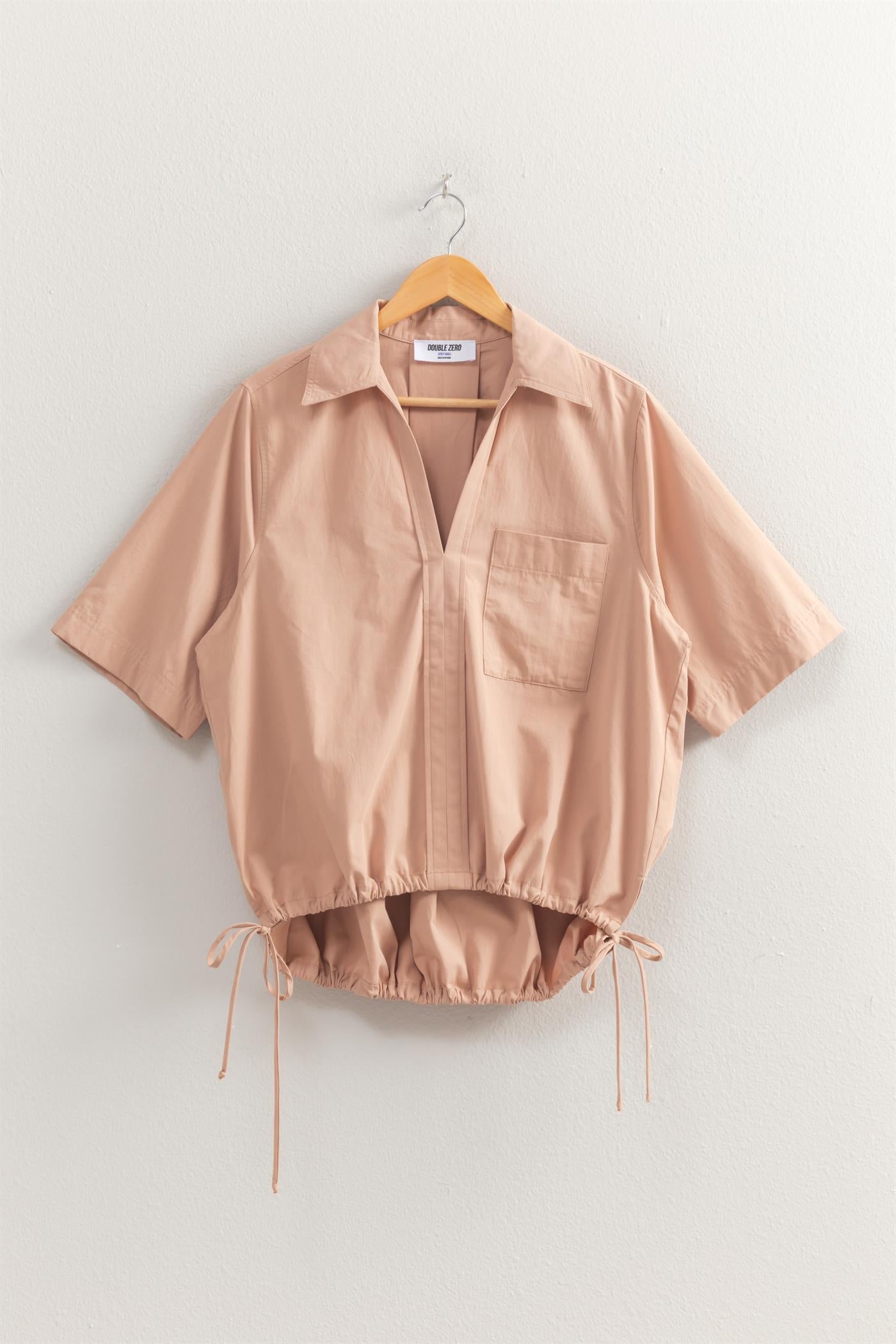 Wholesale Bubble Hem Relaxed Fit Shirt Polos DZ25E081 DARK TAUPE DOUBLE ZERO