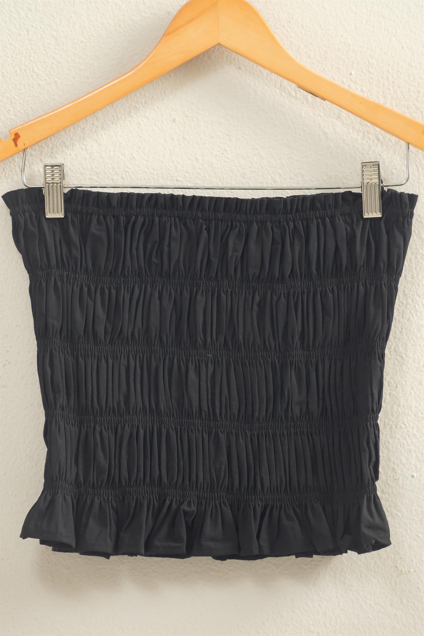 Wholesale Smocked Ruffle Tube Top Clothing Tops DZ26C282 BLACK DOUBLE ZERO