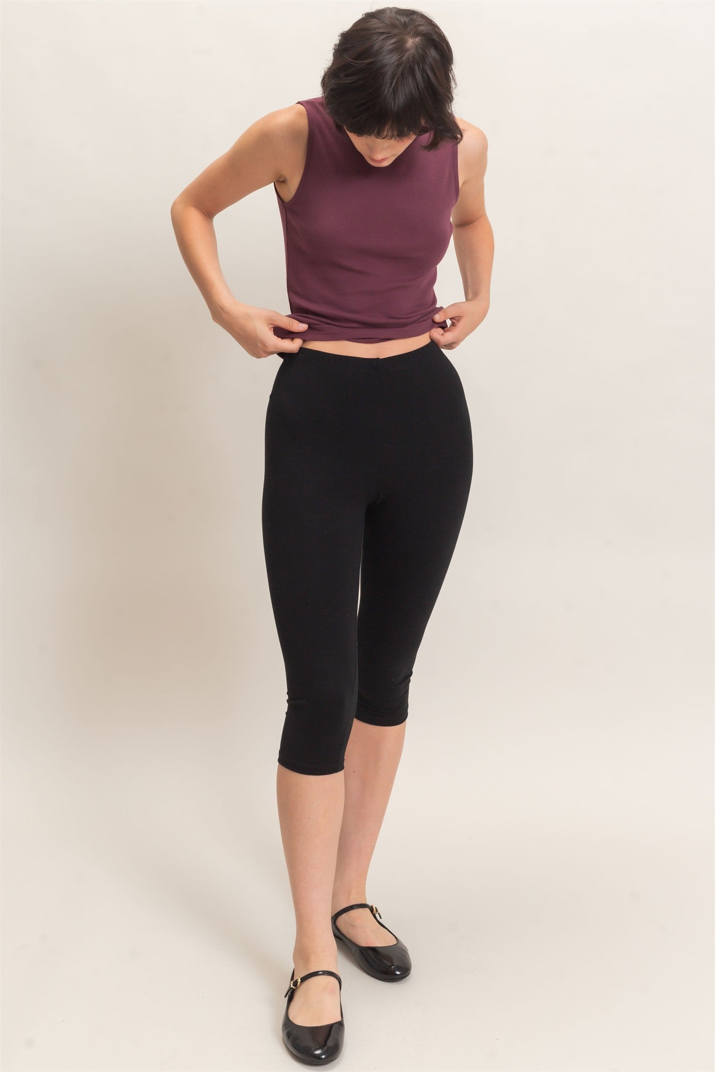Wholesale Sleeveless Mock Neck Top Clothing Tops DZ26E397 DARK CHERRY DOUBLE ZERO