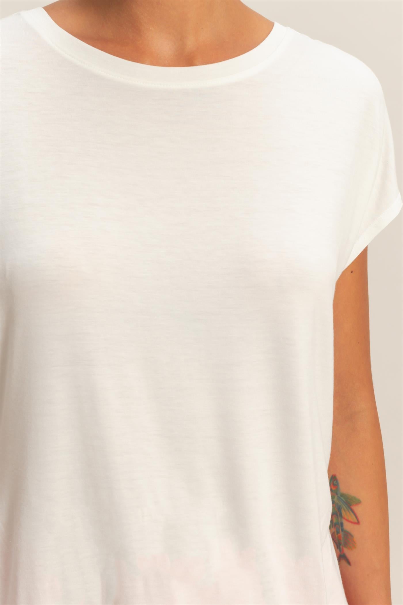 Wholesale Relaxed Dolman Short Sleeve  Round Neck Top Shirts DZ26A270 OFF WHITE DOUBLE ZERO