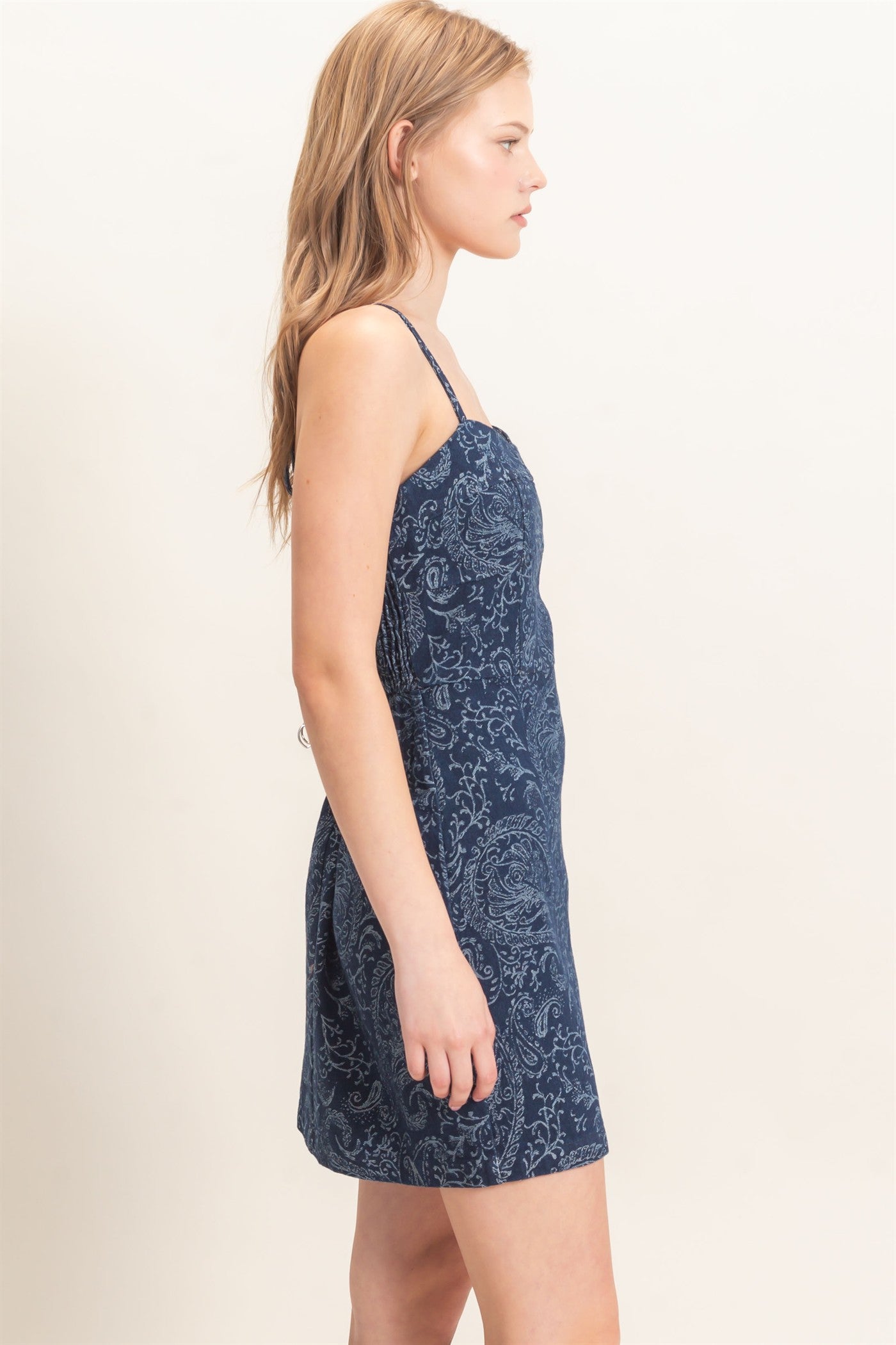 Wholesale Paisley Twill Spaghetti Strap Dress Dresses HF26E964 NAVY HYFVE