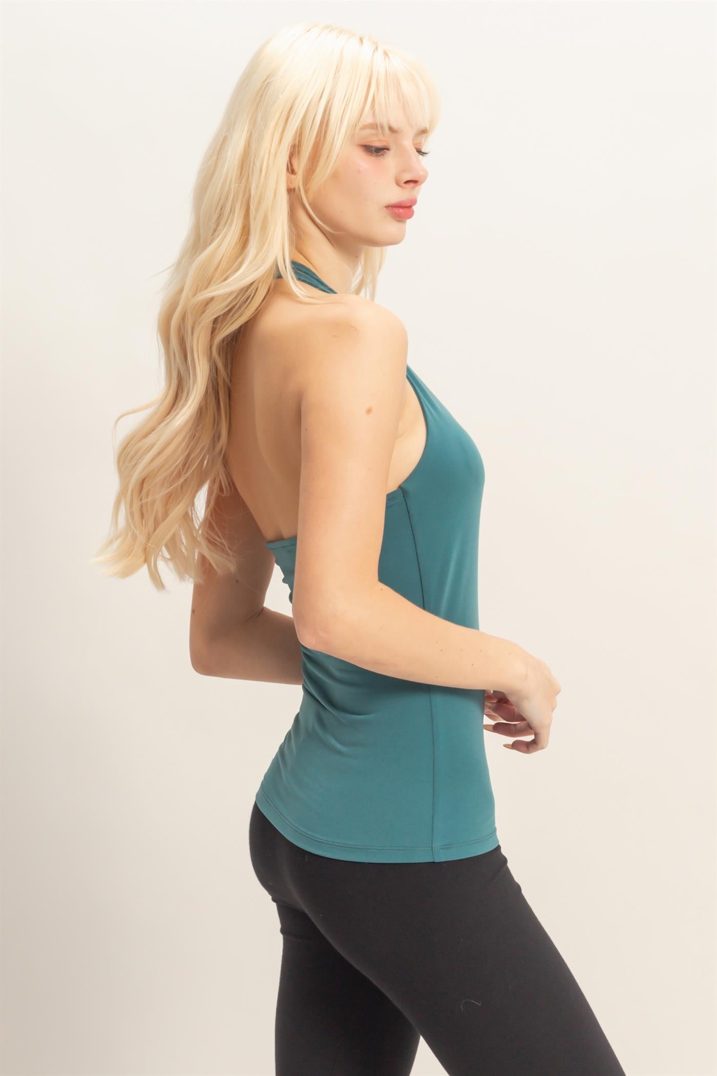 Wholesale Halter Tank Top Clothing Tops DZ26C710 DARK TEAL DOUBLE ZERO