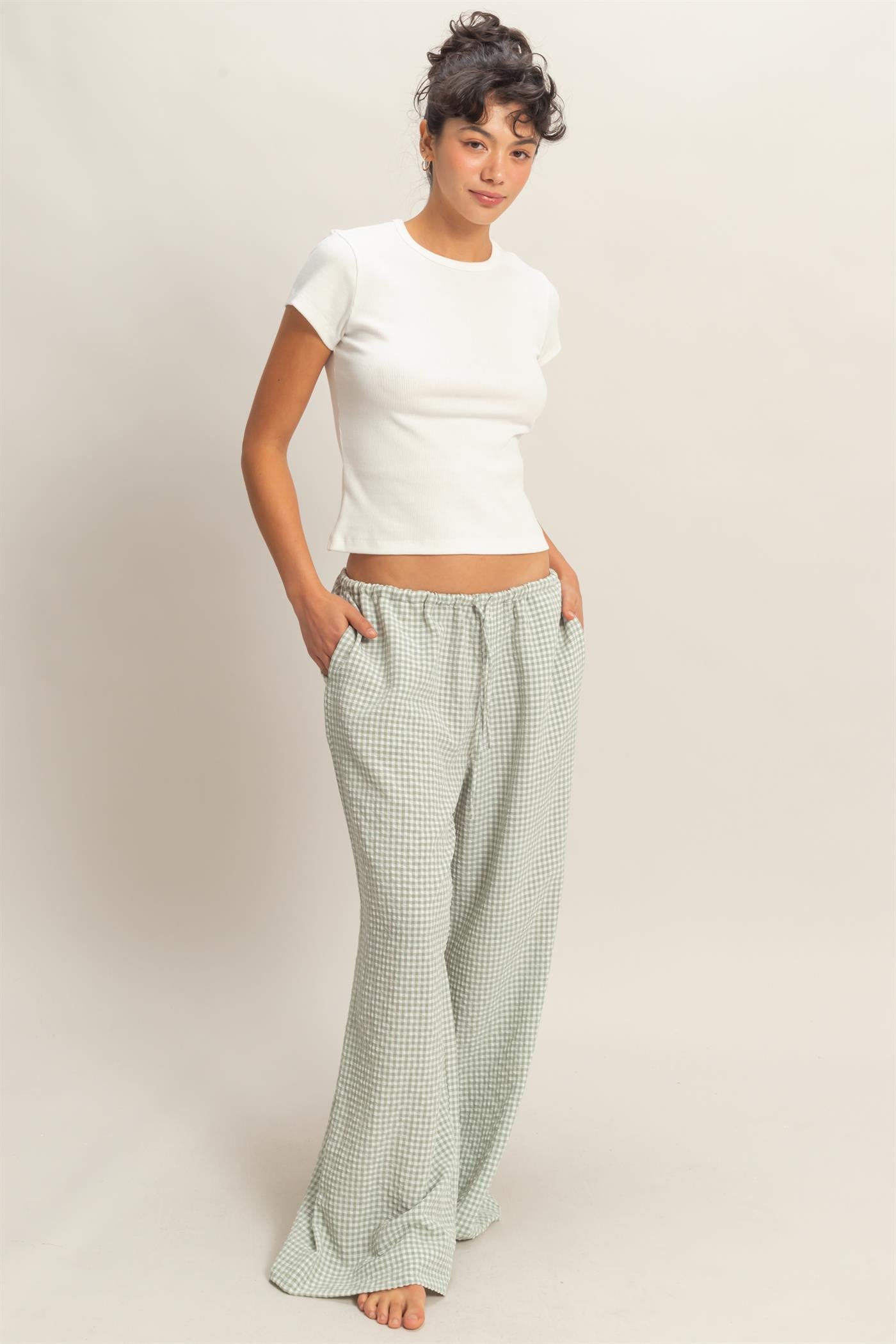 Wholesale Basic Ribbed Short Sleeve Top Clothing Tops DZ26A137 OFF WHITE DOUBLE ZERO