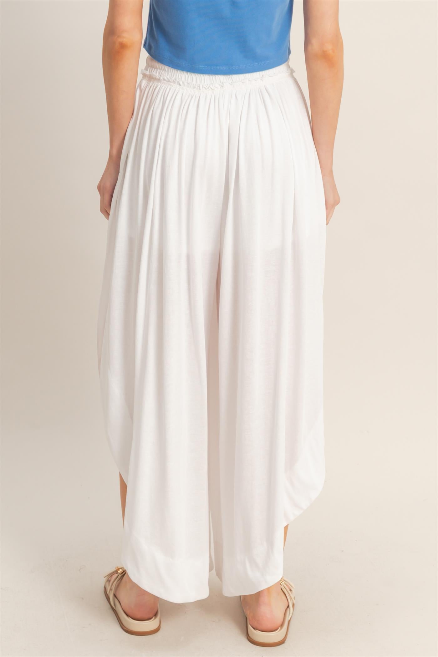 Wholesale Tulip Hem Wide-Leg Pants Pants HF26C047 WHITE HYFVE