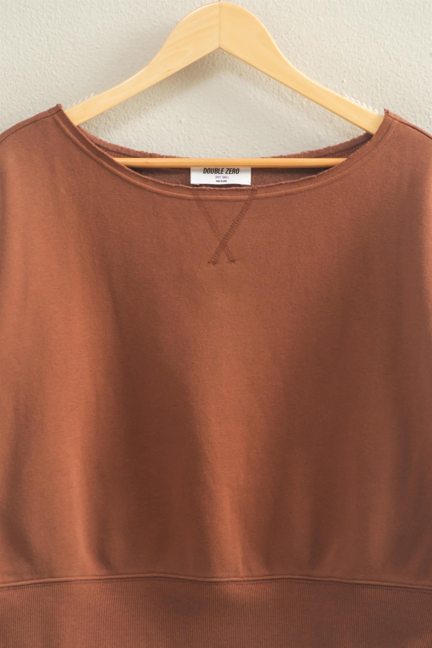 Wholesale Boatneck Long Sleeve Pullover Sweatshirt Sweatshirts DZ25E407 CHESTNUT DOUBLE ZERO