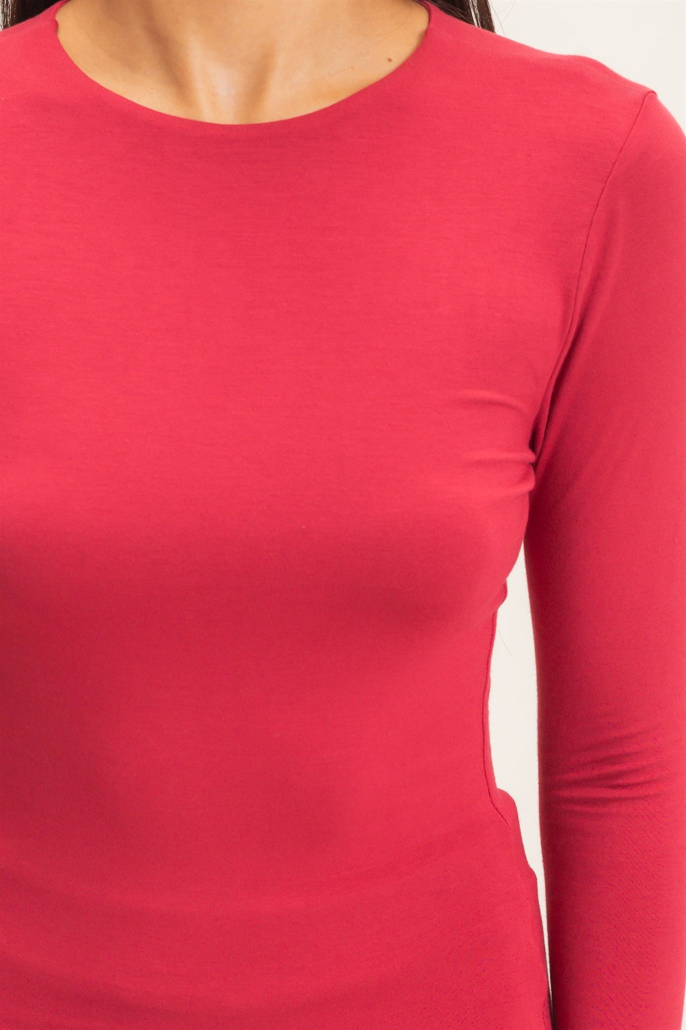 Wholesale Crew Neck Long Sleeve Top Clothing Tops DZ26E978 DARK RED DOUBLE ZERO