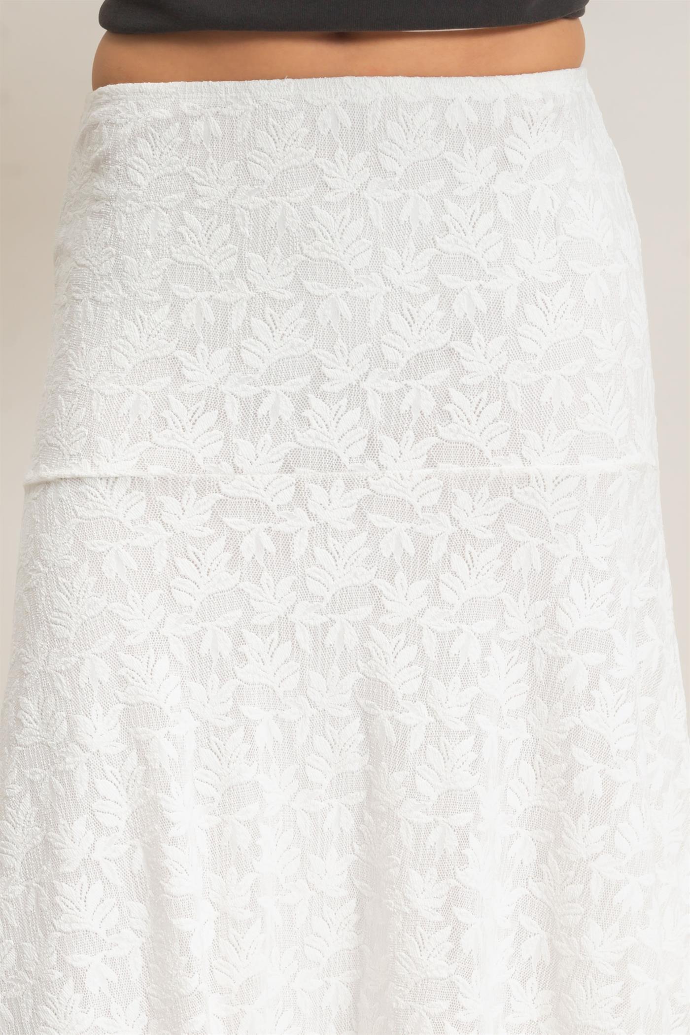Wholesale Floral Lace Hanky Hem Skirt Skirts HF26E371 OFF WHITE HYFVE