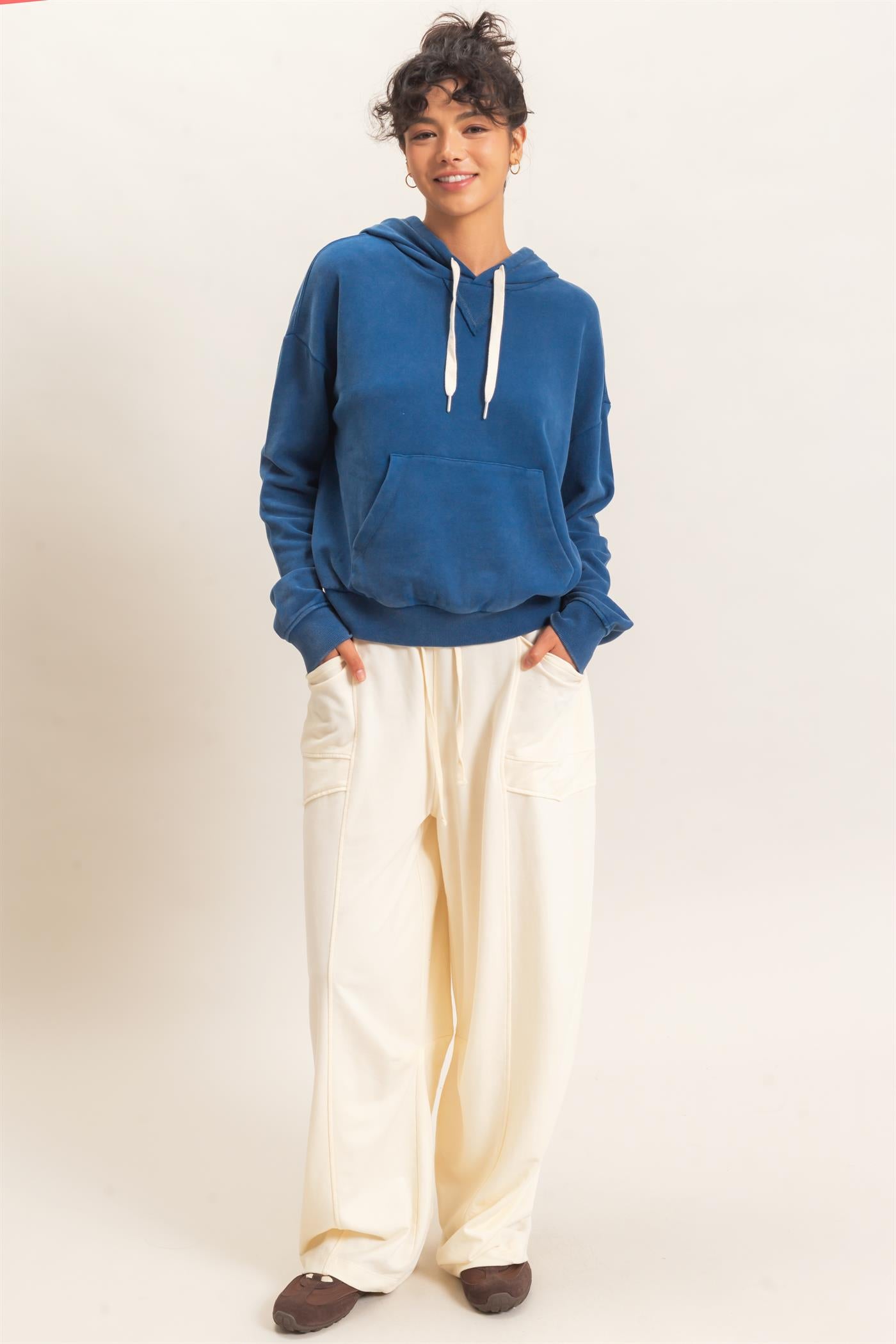 Wholesale Mineral Washed Barrel Sweatpants Pants DZ26F246 ALPACA DOUBLE ZERO