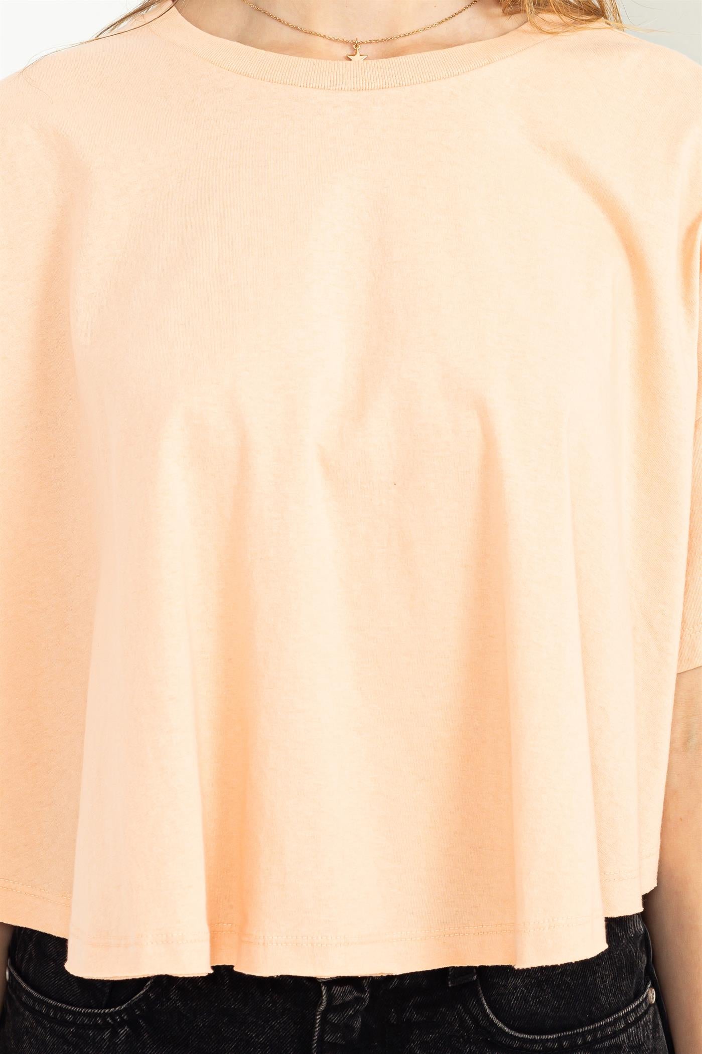 Wholesale Stay Easy Flutter Sleeve High-Low Top Clothing Tops DZ23C410 TROPICAL PEACH DOUBLE ZERO