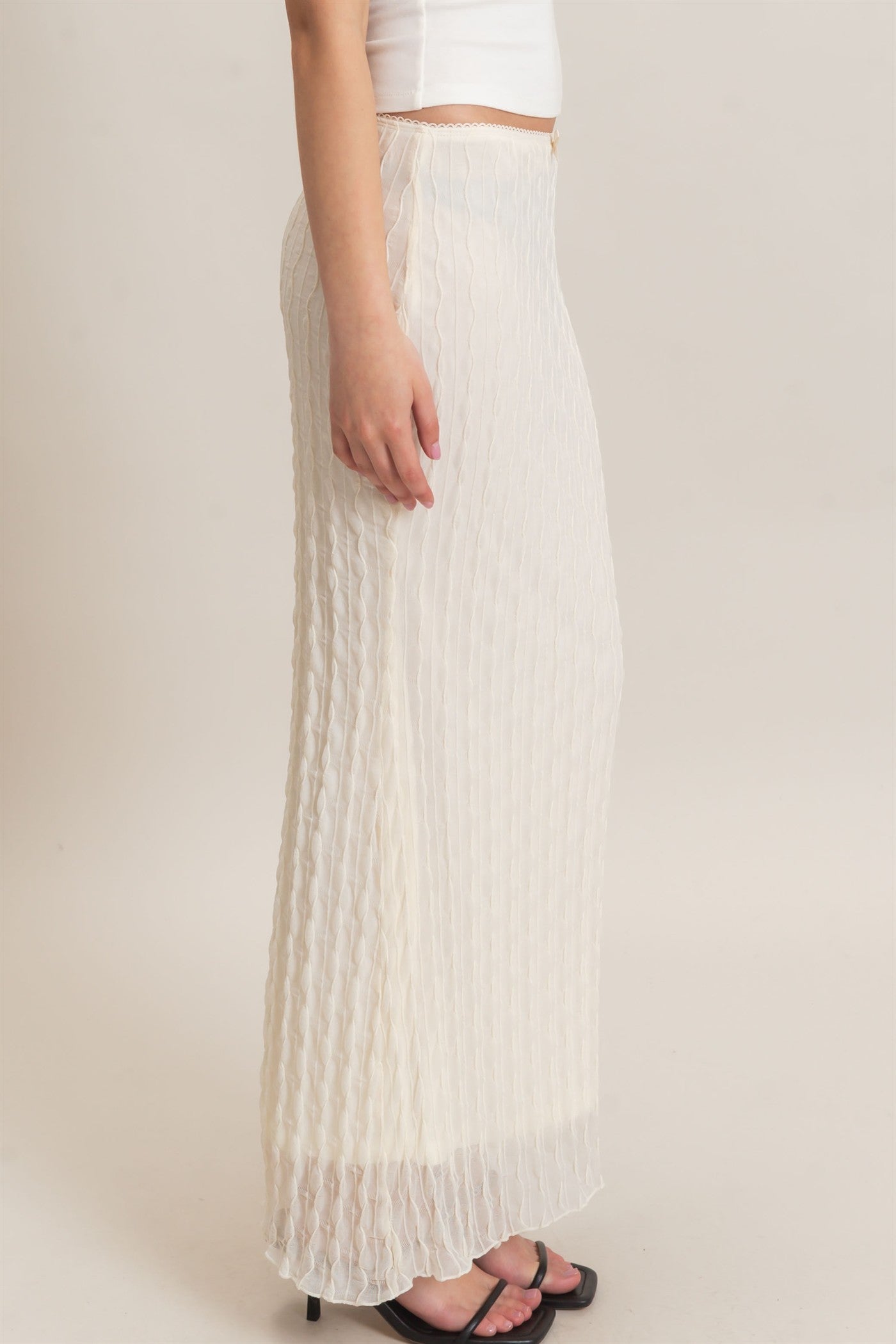 Wholesale Textured Maxi Skirt Skirts HF26F074 IVORY HYFVE