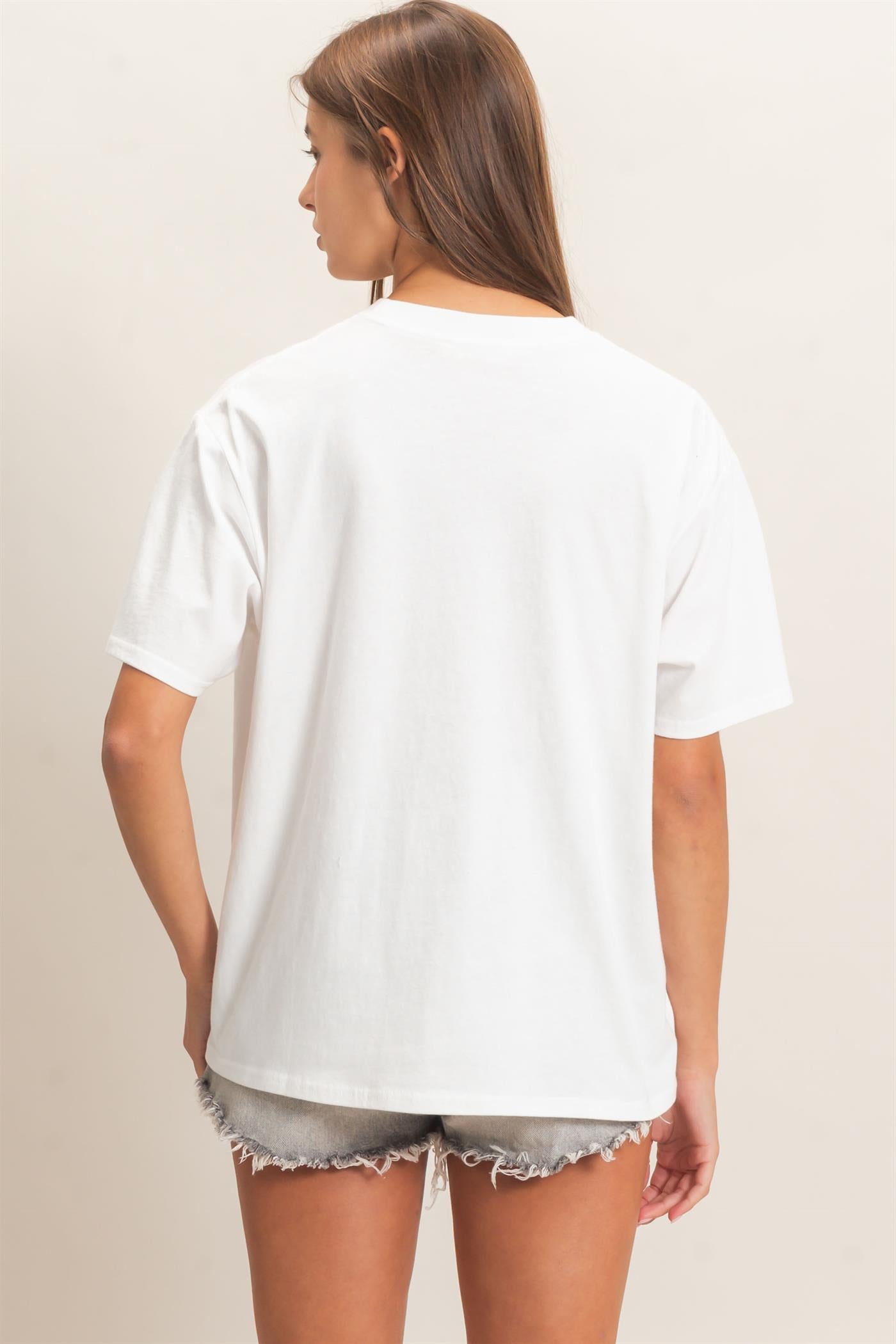 Wholesale Crew Neck Pigment Dye T-Shirt Clothing Tops DZ26E448 WHITE DOUBLE ZERO