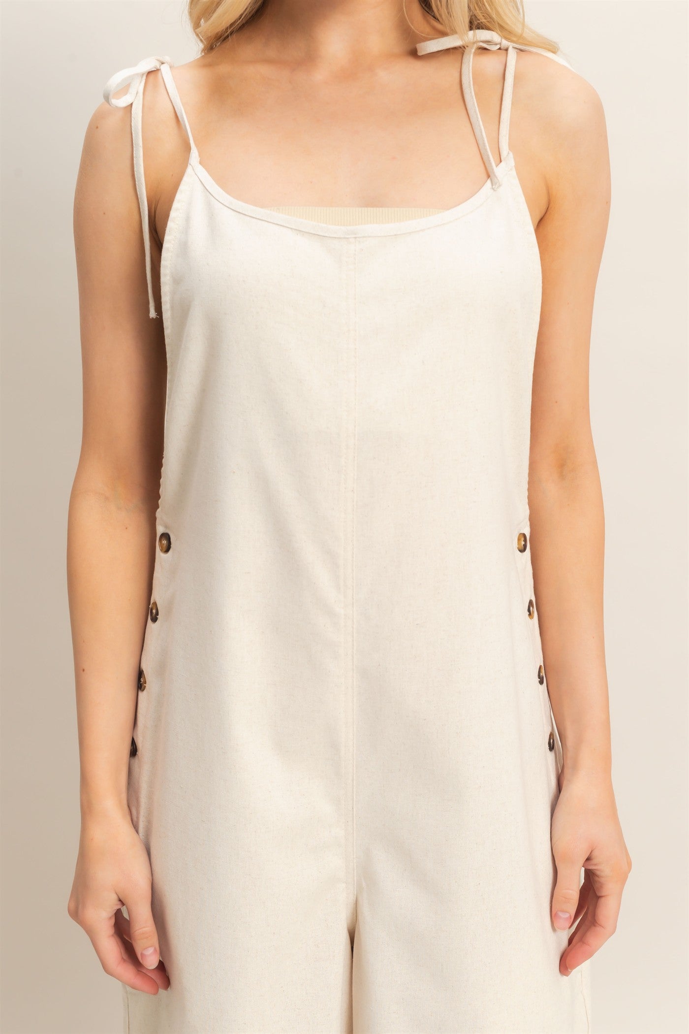 Wholesale Adjustable Strap Jumpsuit Clothing HF26A799 OATMEAL HYFVE