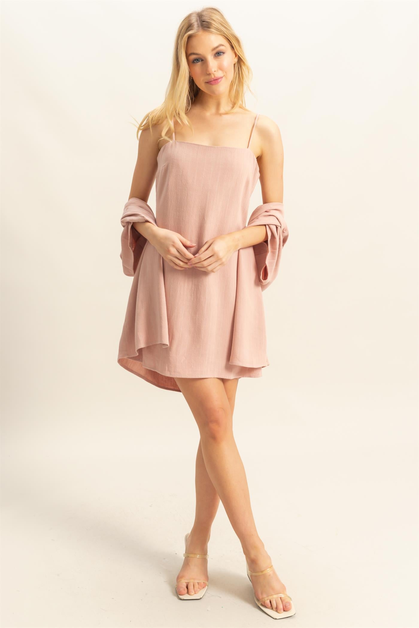 Wholesale Stripe Shirt And Dress Set Clothing HF25E086-SET MAUVE HYFVE