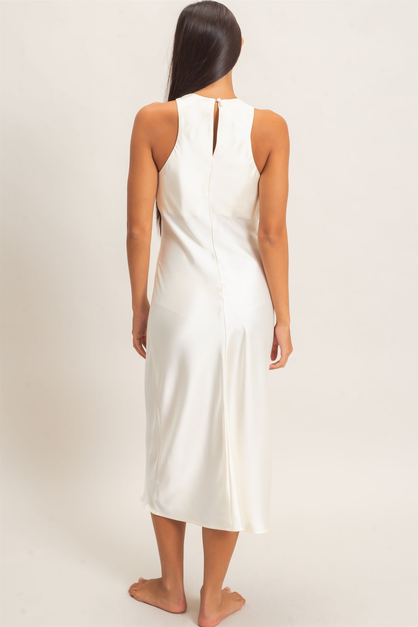 Wholesale Sleeveless Satin Midi Dress Dresses DZ26E257 CREAM DOUBLE ZERO