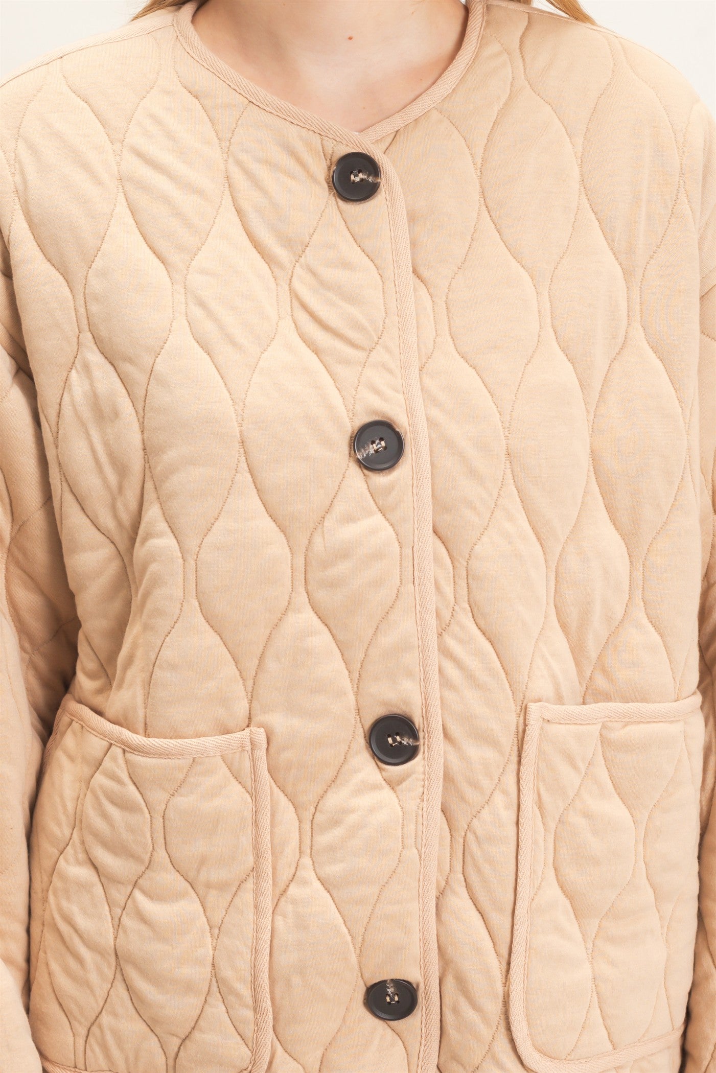 Wholesale Diamond Quilted Jacket Coats & Jackets HF26E370 TAUPE HYFVE